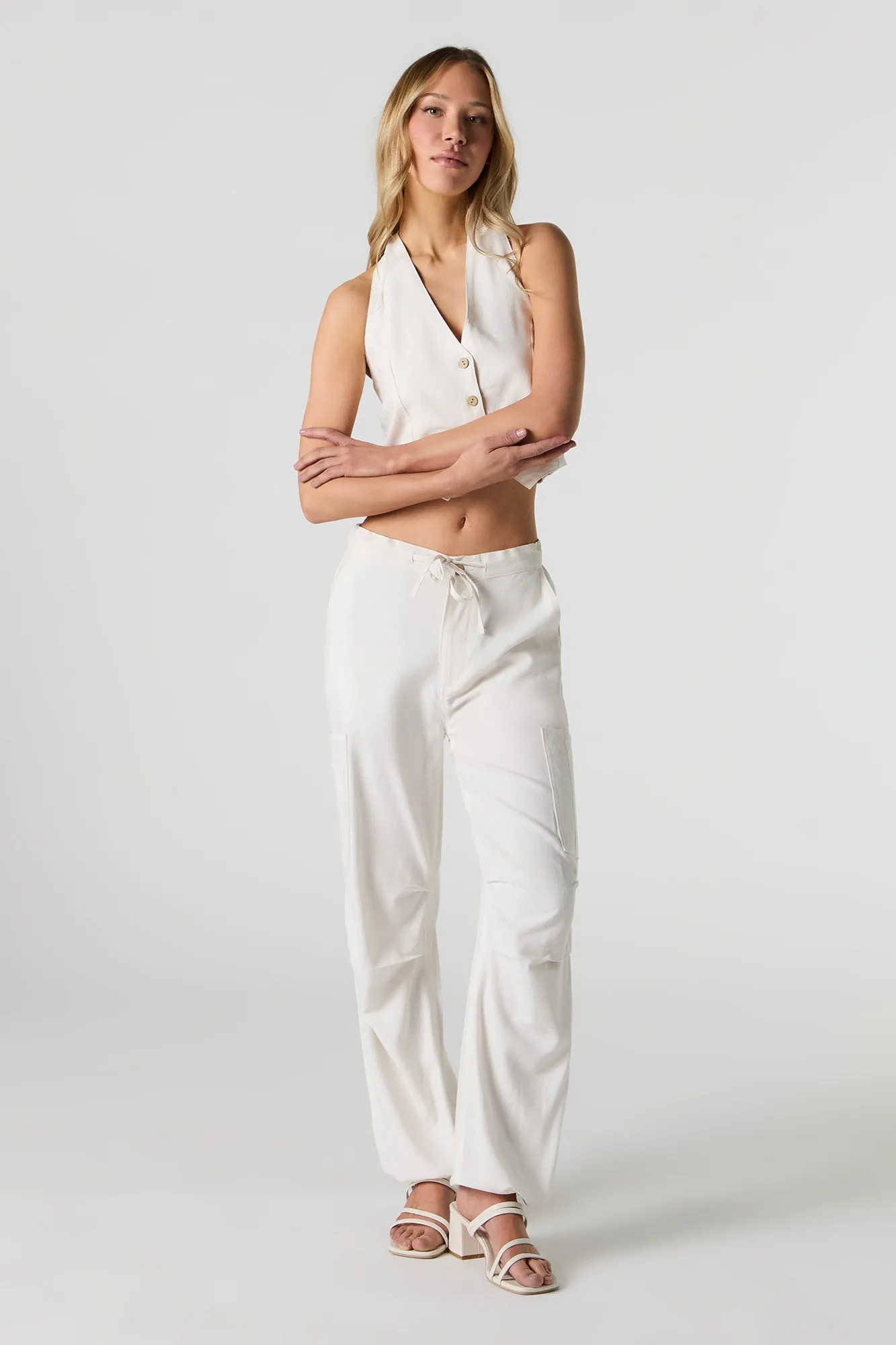 Linen-Blend Halter Vest