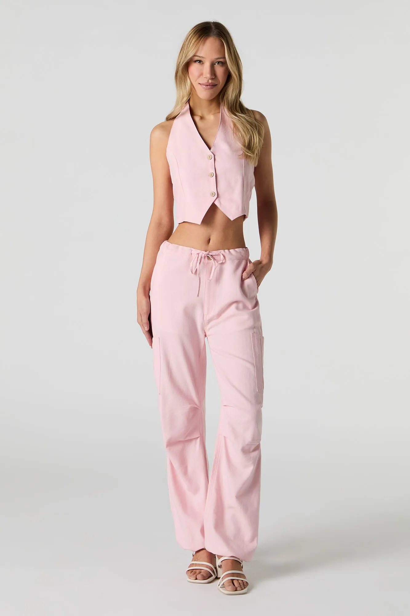 Linen-Blend Halter Vest