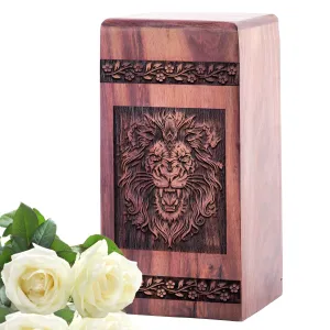 Lion Wooden Adult Urn For Ashes - Perfect for Mother or Father Memorials