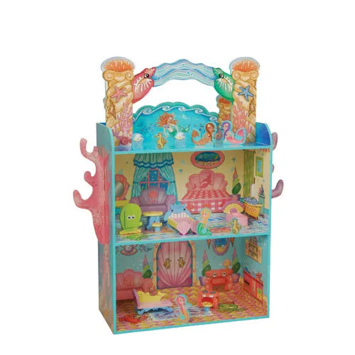 Majestic Mermaid Mansion | 3-Level Wooden Dollhouse with Sea-Life Furniture & Characters