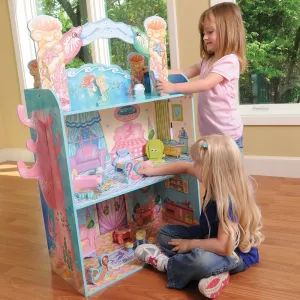 Majestic Mermaid Mansion | 3-Level Wooden Dollhouse with Sea-Life Furniture & Characters