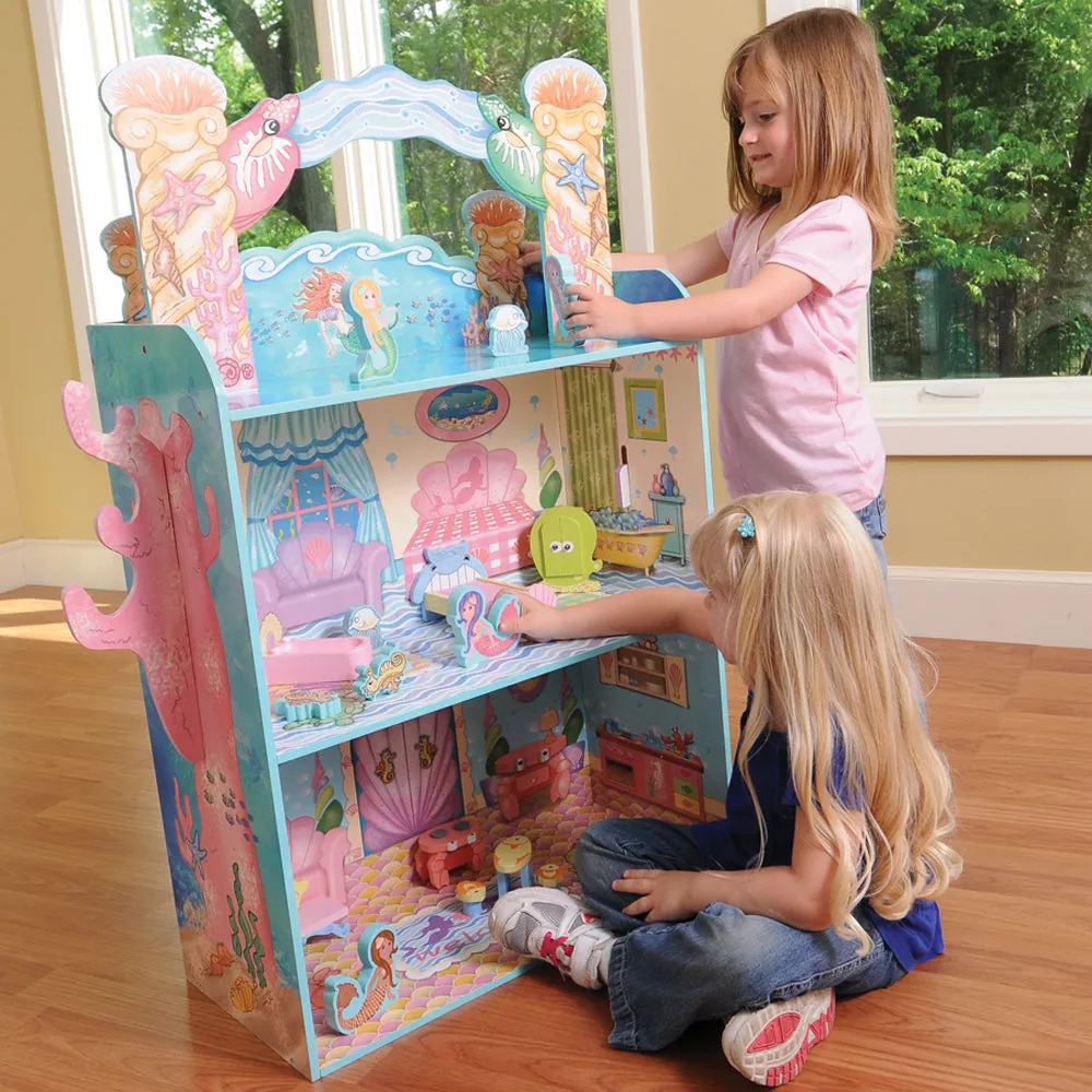 Majestic Mermaid Mansion | 3-Level Wooden Dollhouse with Sea-Life Furniture & Characters