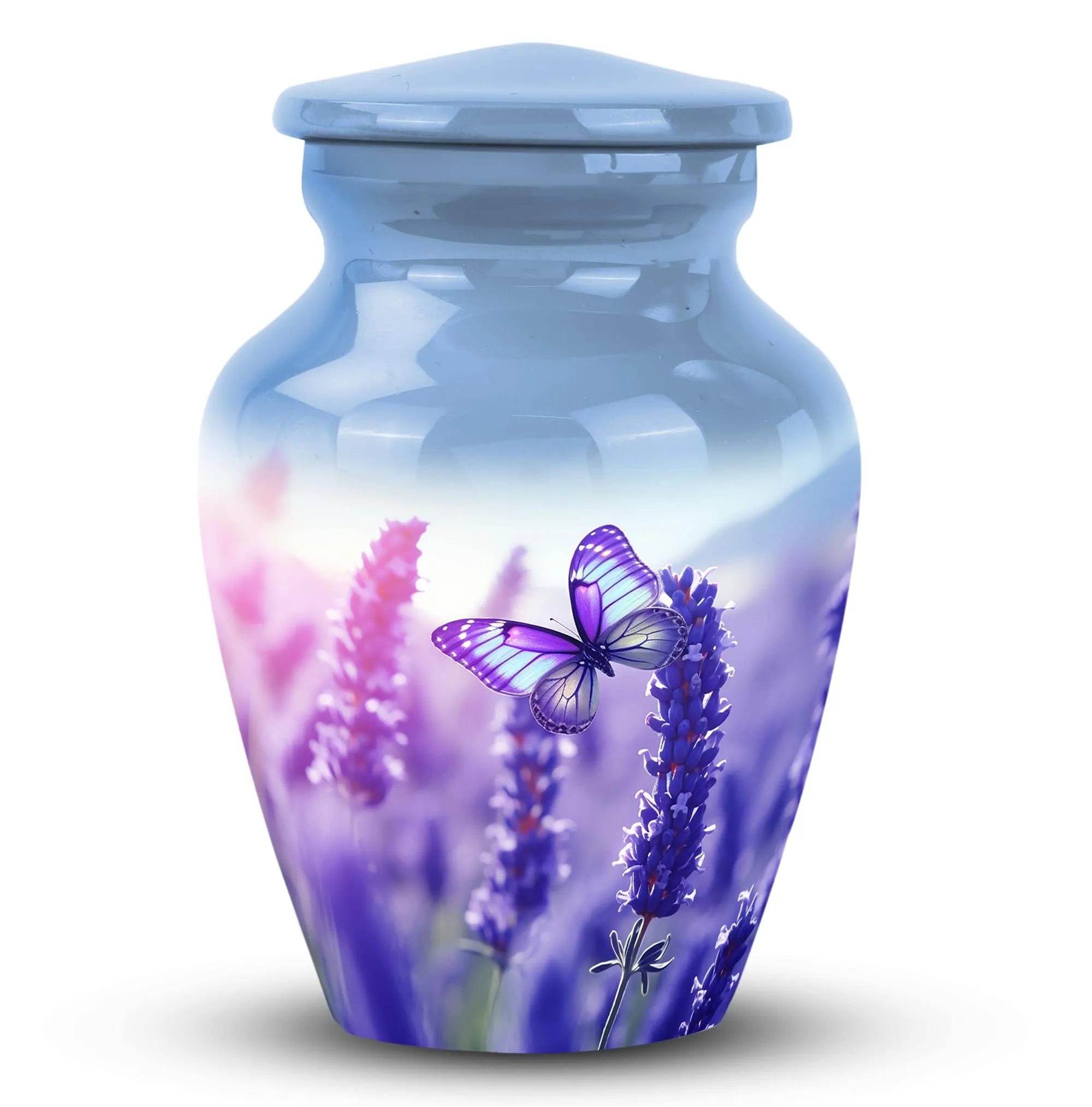 Memorial Purple Butterfly Large Urn, Personalised Cremation Urn