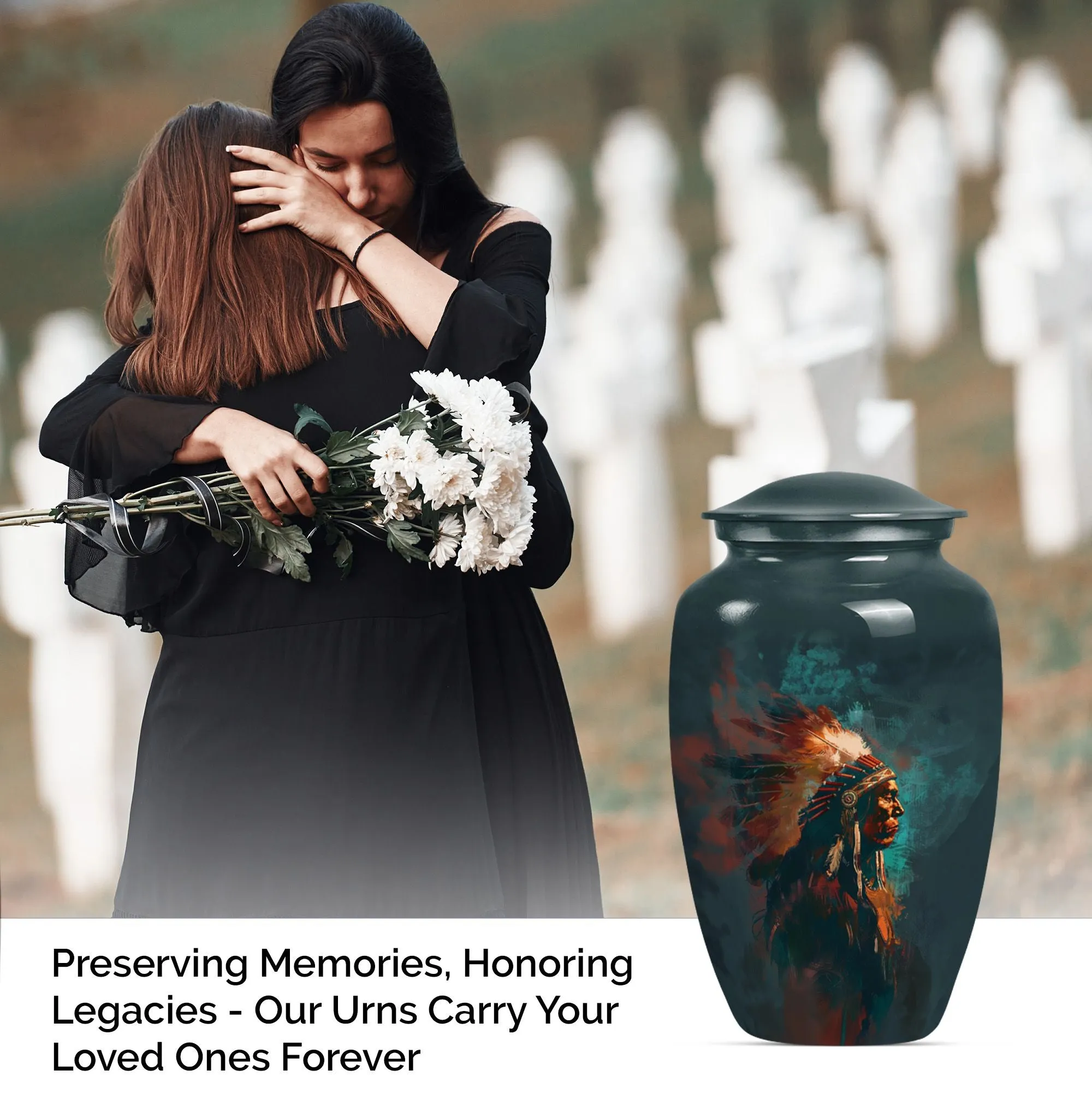 Memorial Urn With Howling Wolf Theme