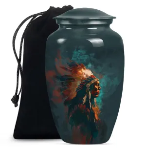 Memorial Urn With Howling Wolf Theme