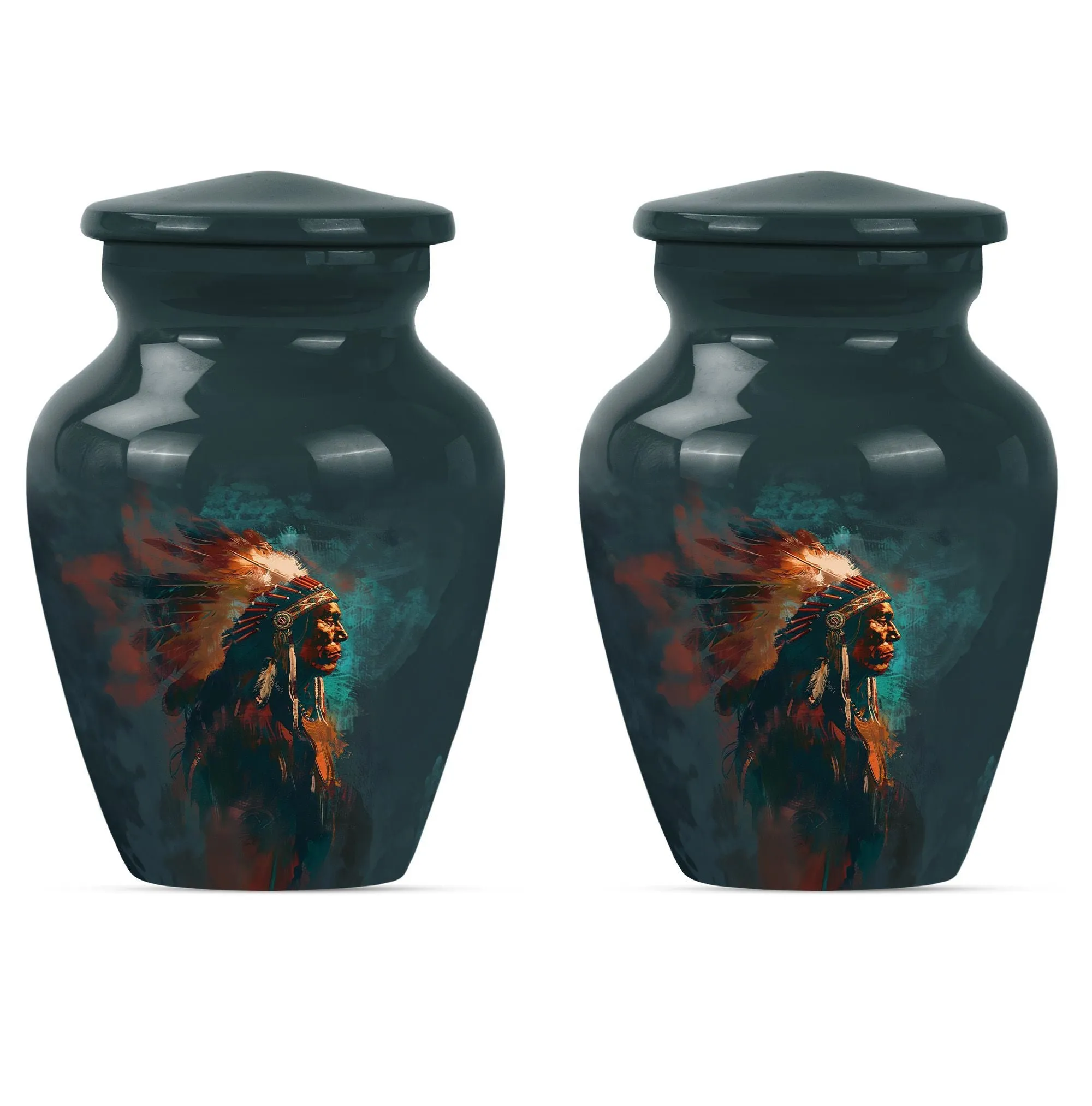 Memorial Urn With Howling Wolf Theme