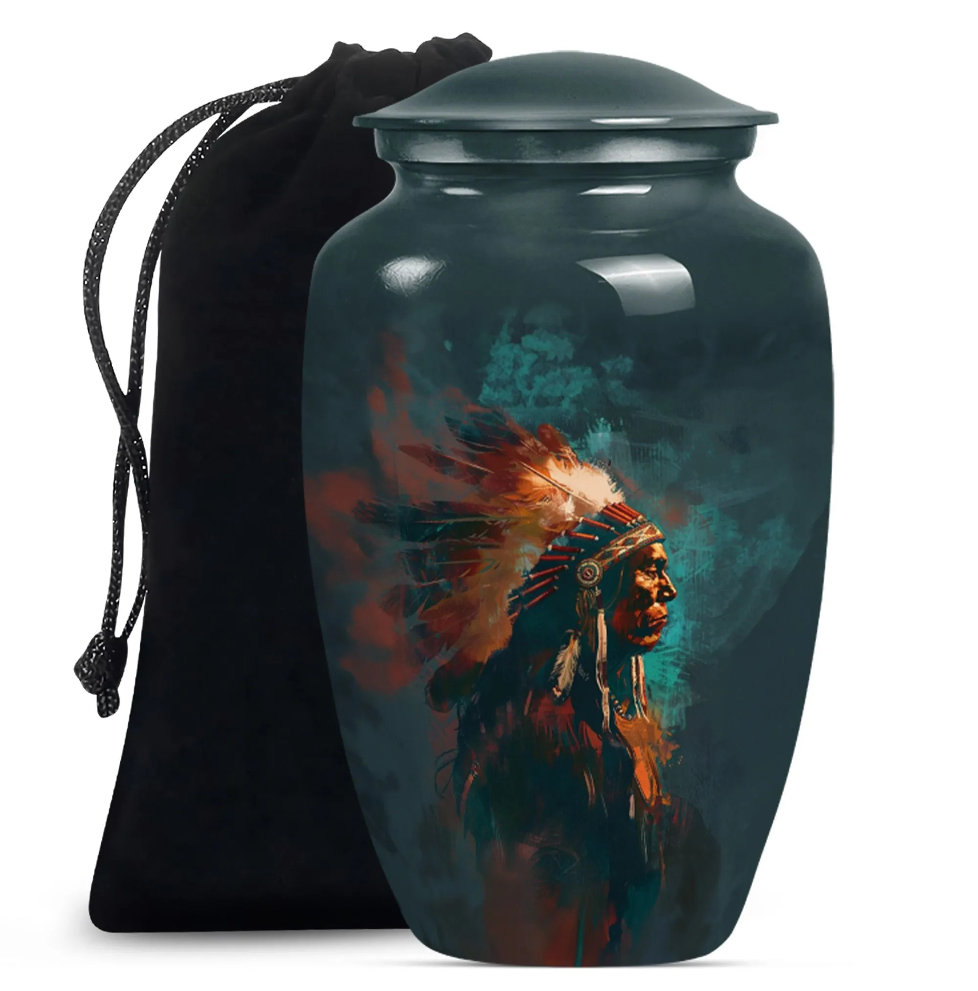 Memorial Urn With Howling Wolf Theme