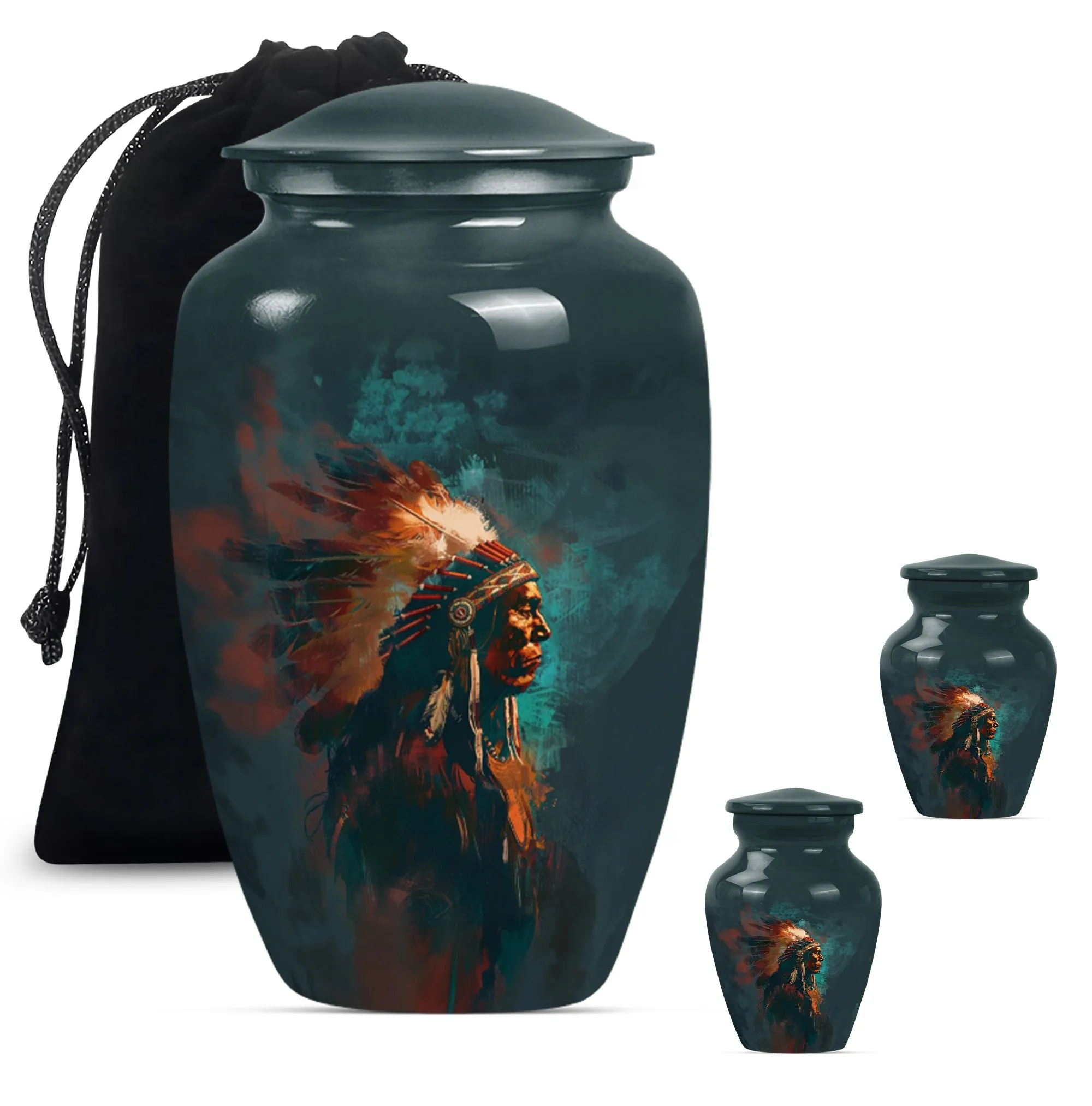 Memorial Urn With Howling Wolf Theme