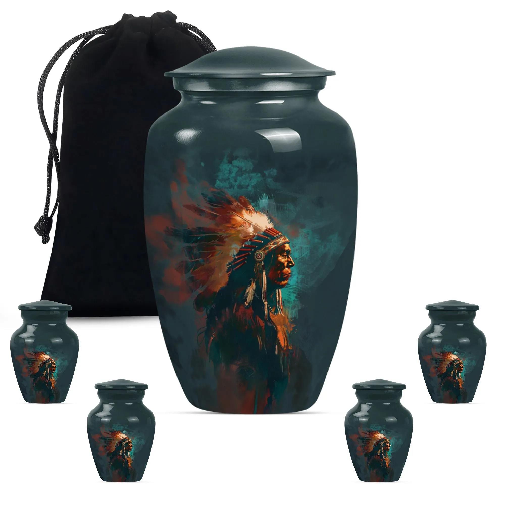 Memorial Urn With Howling Wolf Theme