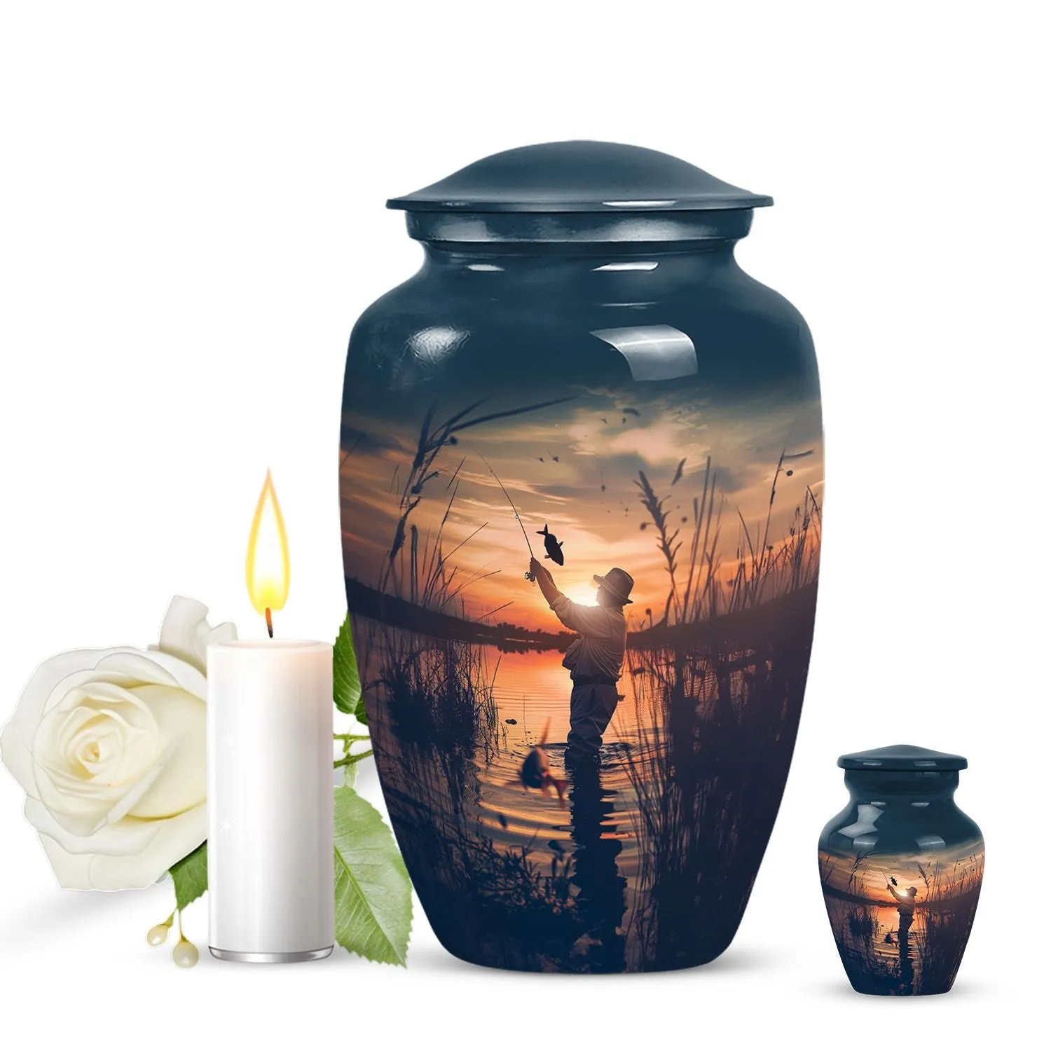 Memories Personalized Father Son Fishing Ashes Cremation Urn