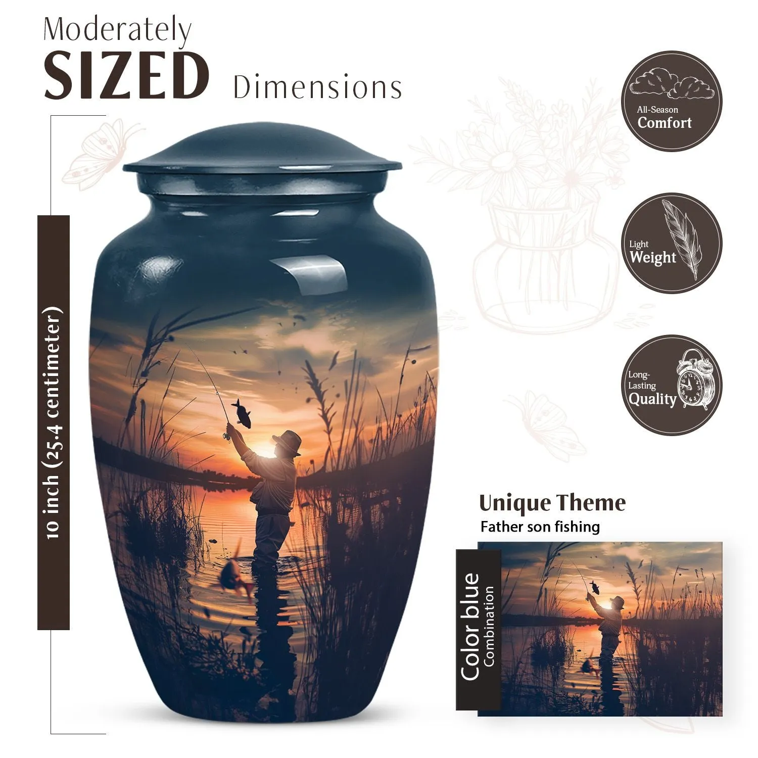 Memories Personalized Father Son Fishing Ashes Cremation Urn