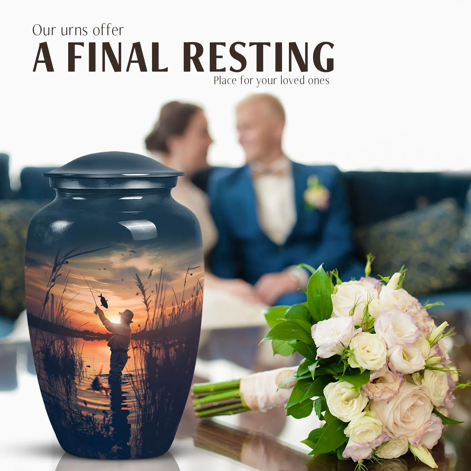 Memories Personalized Father Son Fishing Ashes Cremation Urn