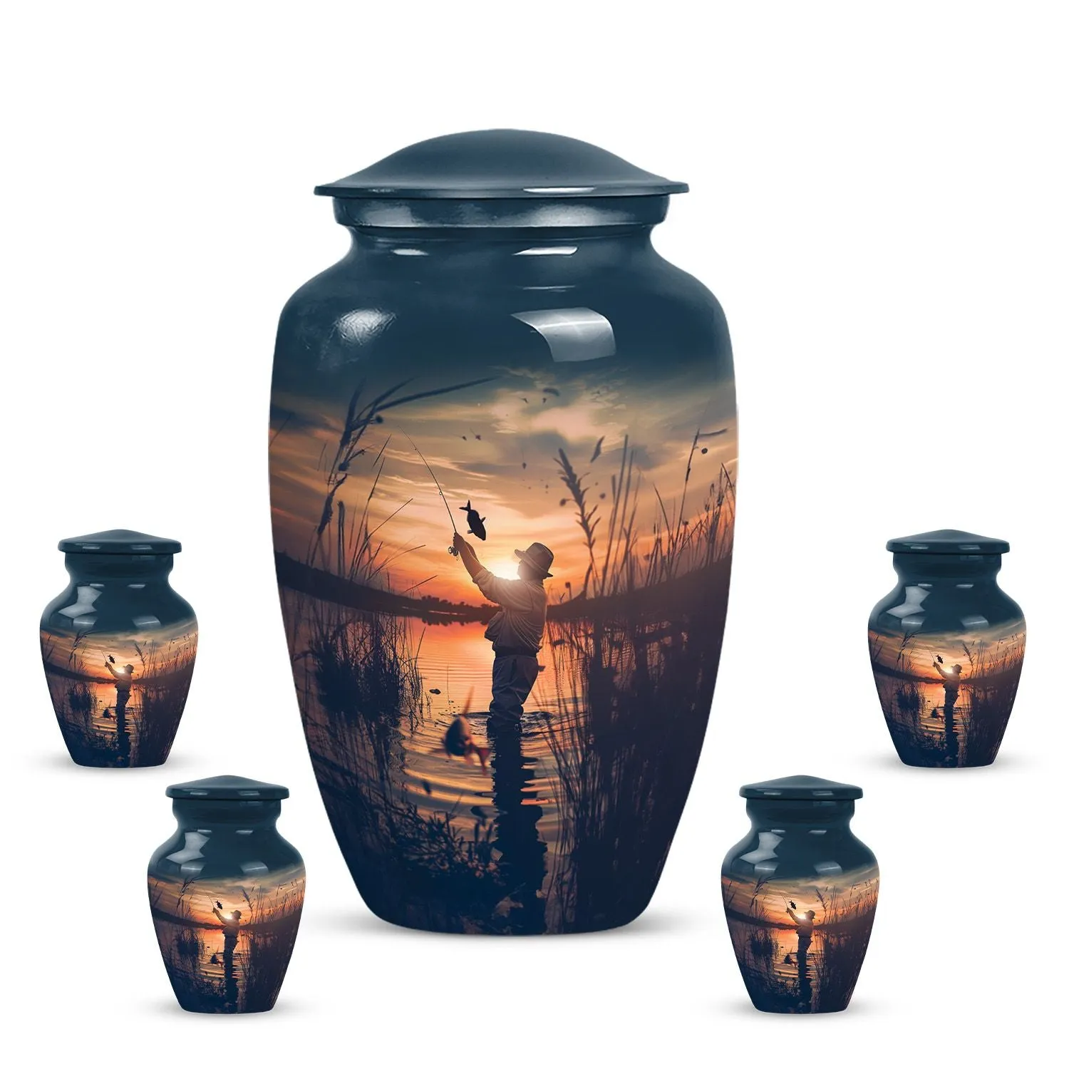 Memories Personalized Father Son Fishing Ashes Cremation Urn