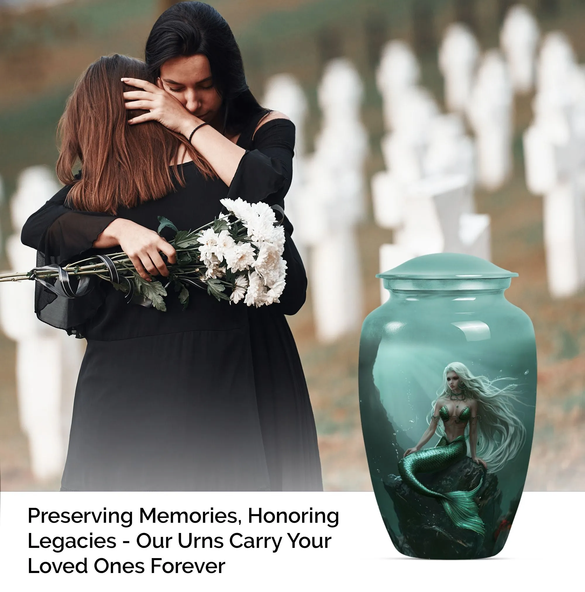 Mermaid Theme Cremation Urn - Unique Cremation Urn For Her