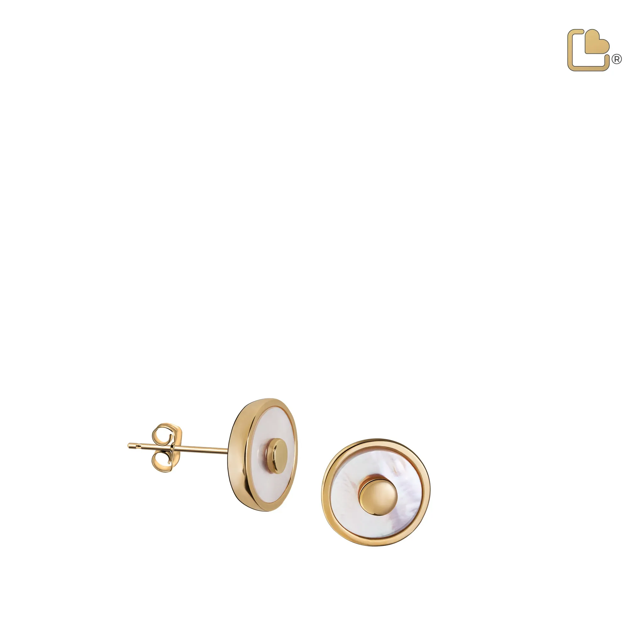 Mother of Pearl Gold Vermeil Sterling Silver Stud Earrings - COMFORT by LoveUrns