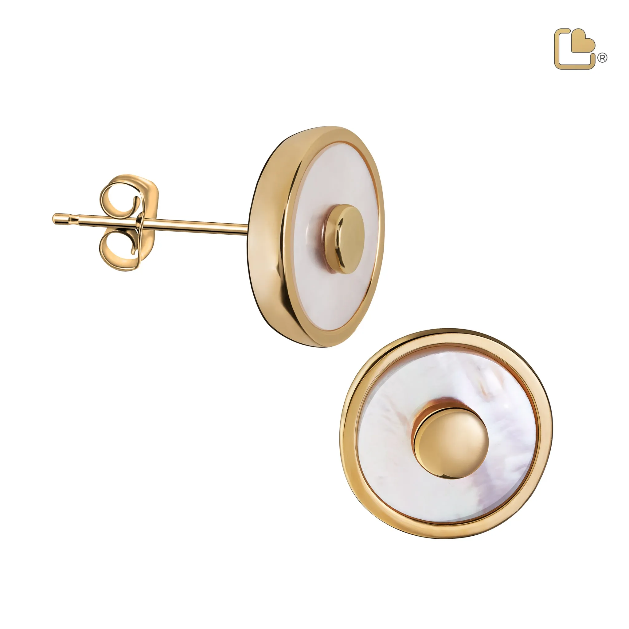 Mother of Pearl Gold Vermeil Sterling Silver Stud Earrings - COMFORT by LoveUrns
