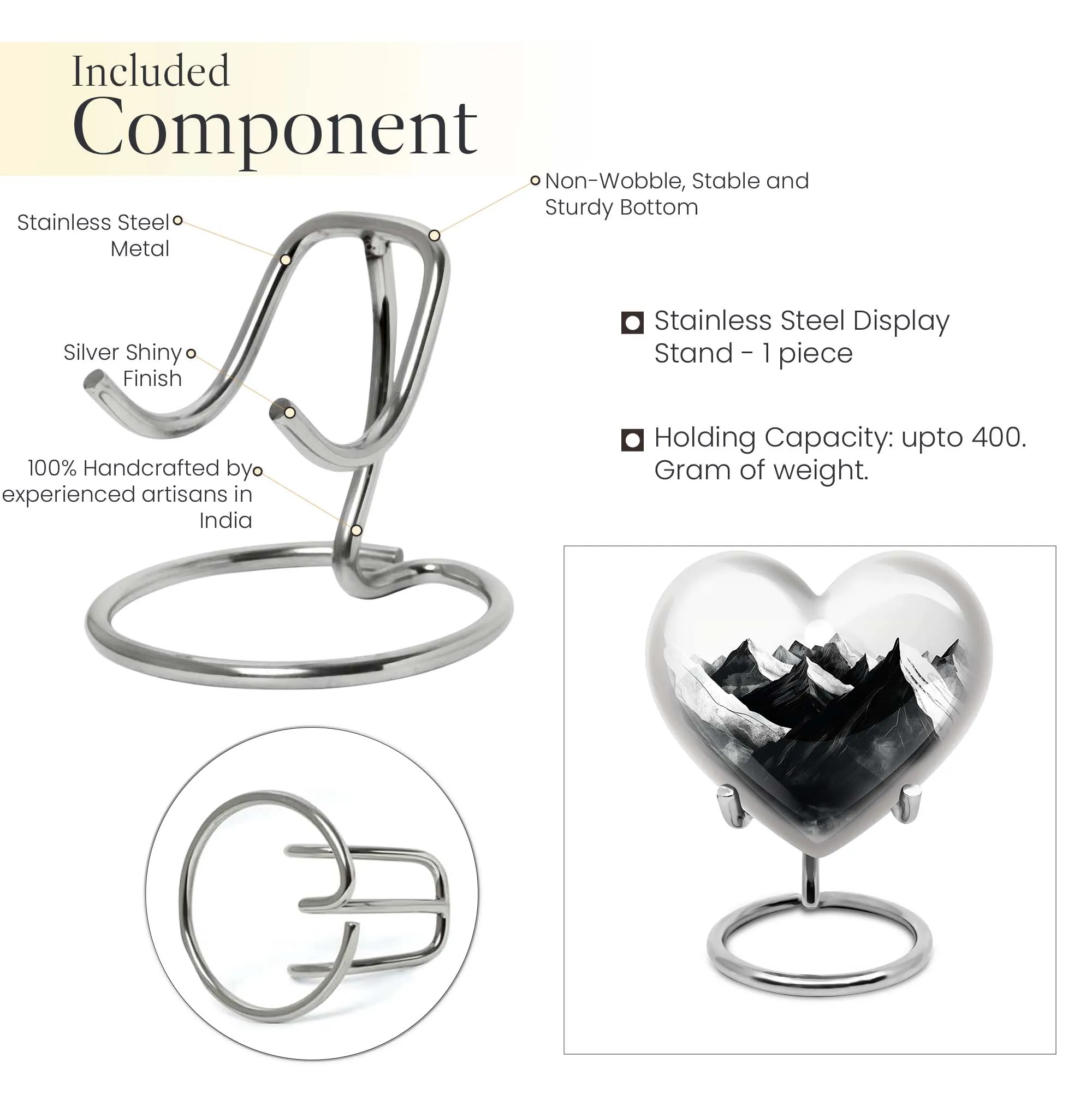 Mountains Heart - Medium Memorial Cremation Urn for Human Ashes