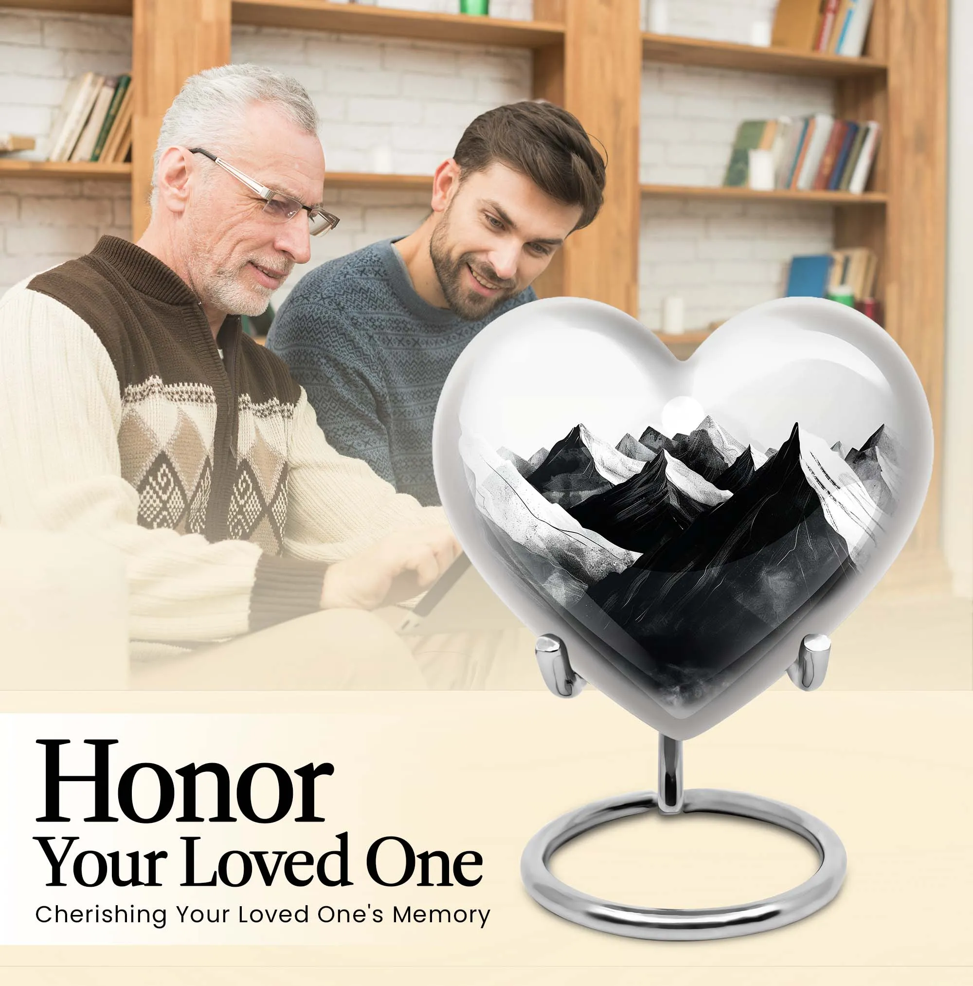 Mountains Heart - Medium Memorial Cremation Urn for Human Ashes