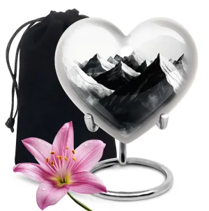 Mountains Heart - Medium Memorial Cremation Urn for Human Ashes
