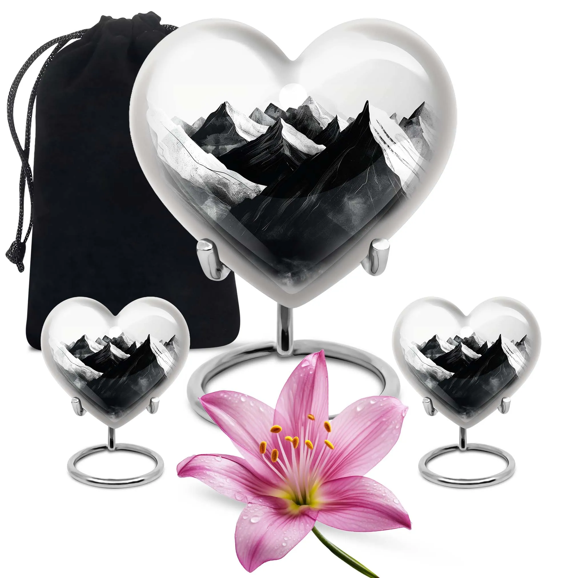 Mountains Heart - Medium Memorial Cremation Urn for Human Ashes