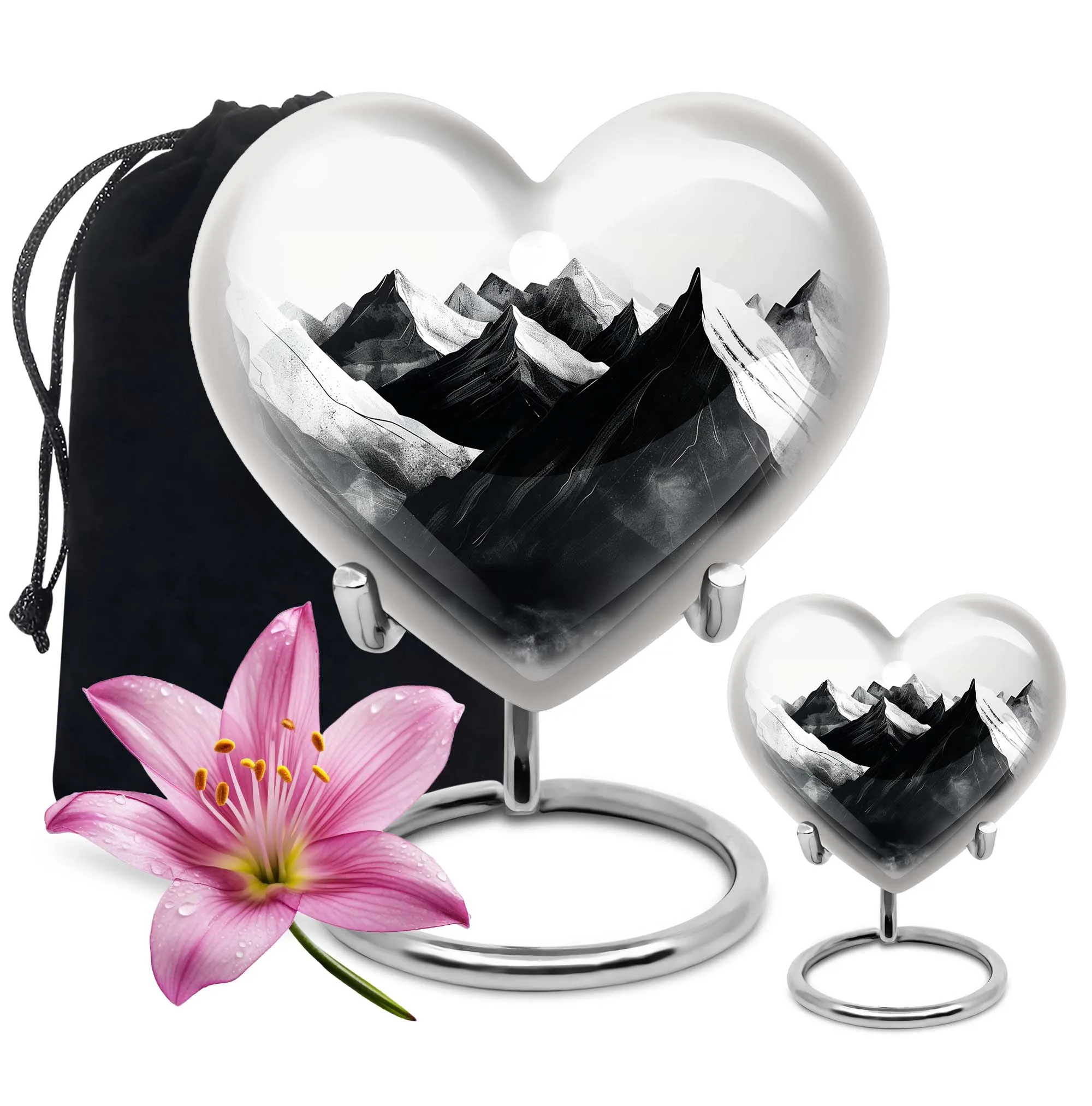 Mountains Heart - Medium Memorial Cremation Urn for Human Ashes