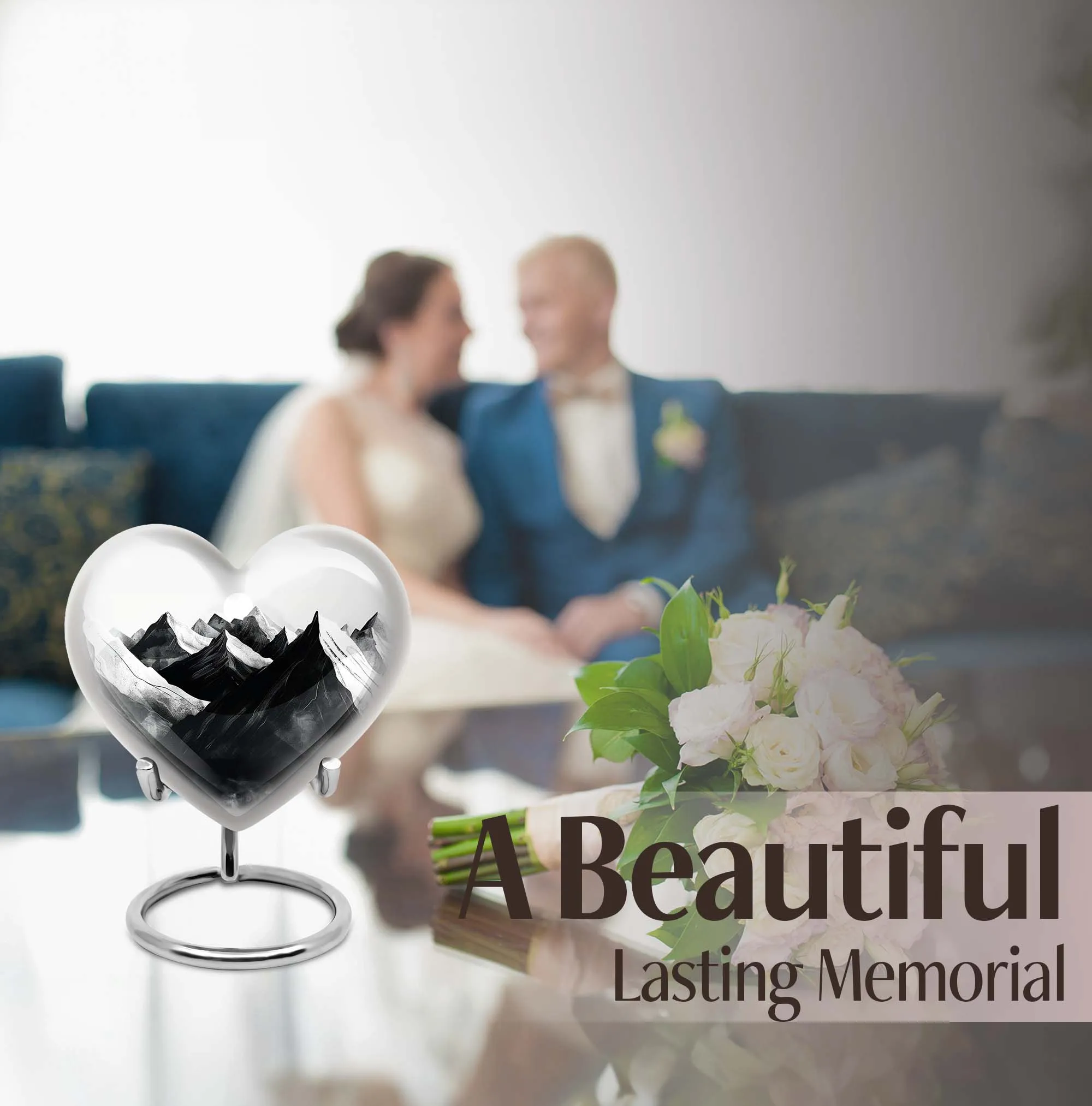 Mountains Heart - Medium Memorial Cremation Urn for Human Ashes