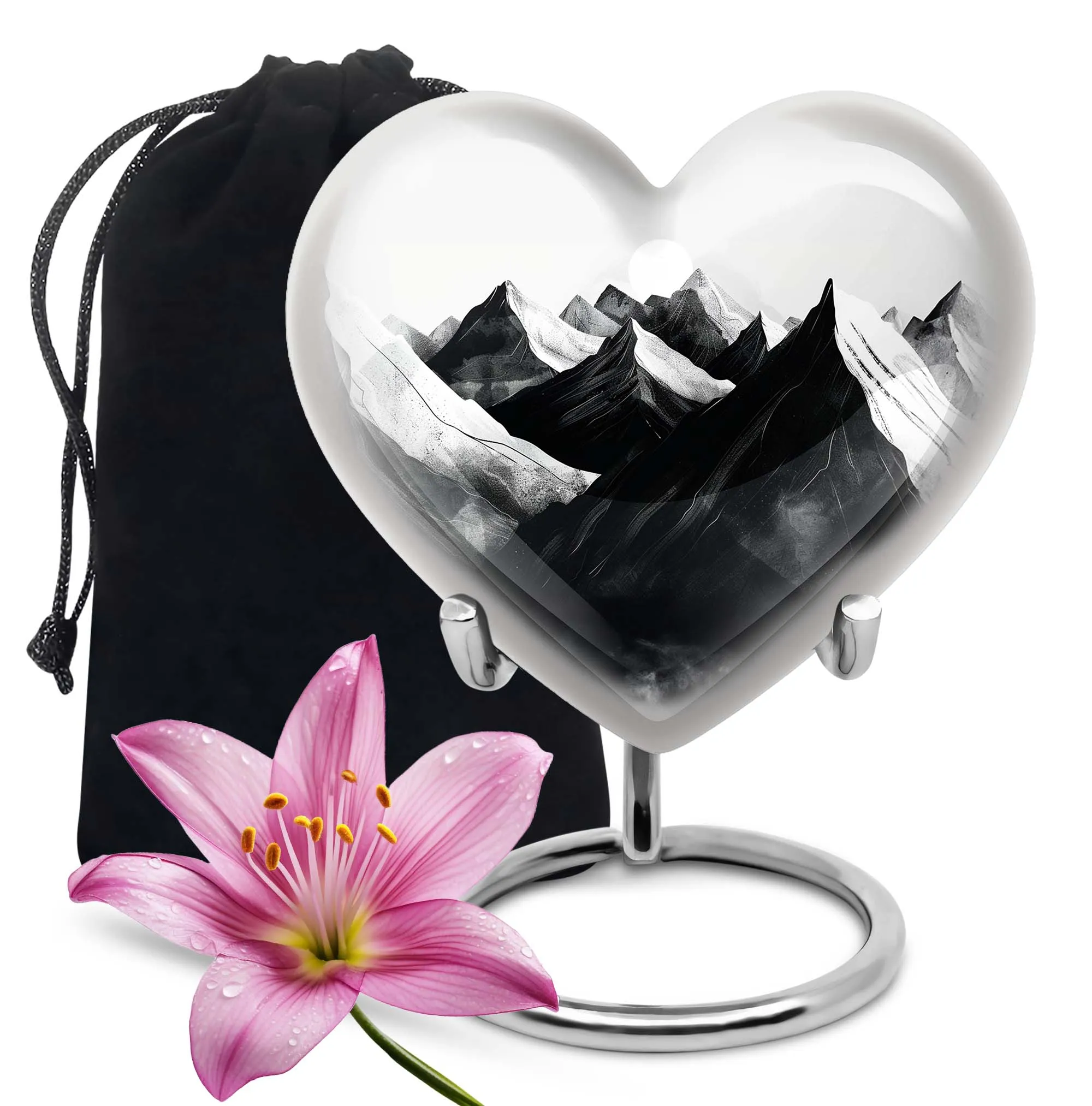 Mountains Heart - Medium Memorial Cremation Urn for Human Ashes