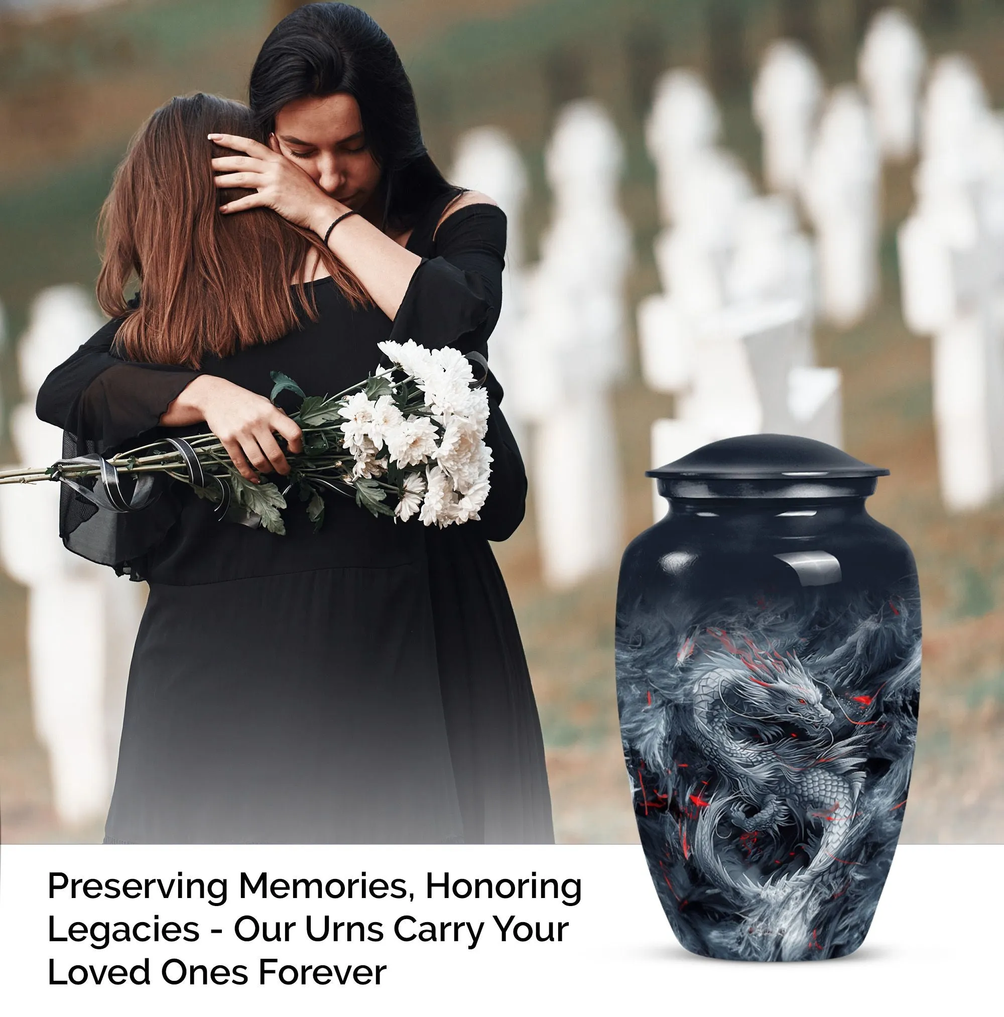 Mystic Dragon Urn: Radiant Aluminium Embodiment for Cremation