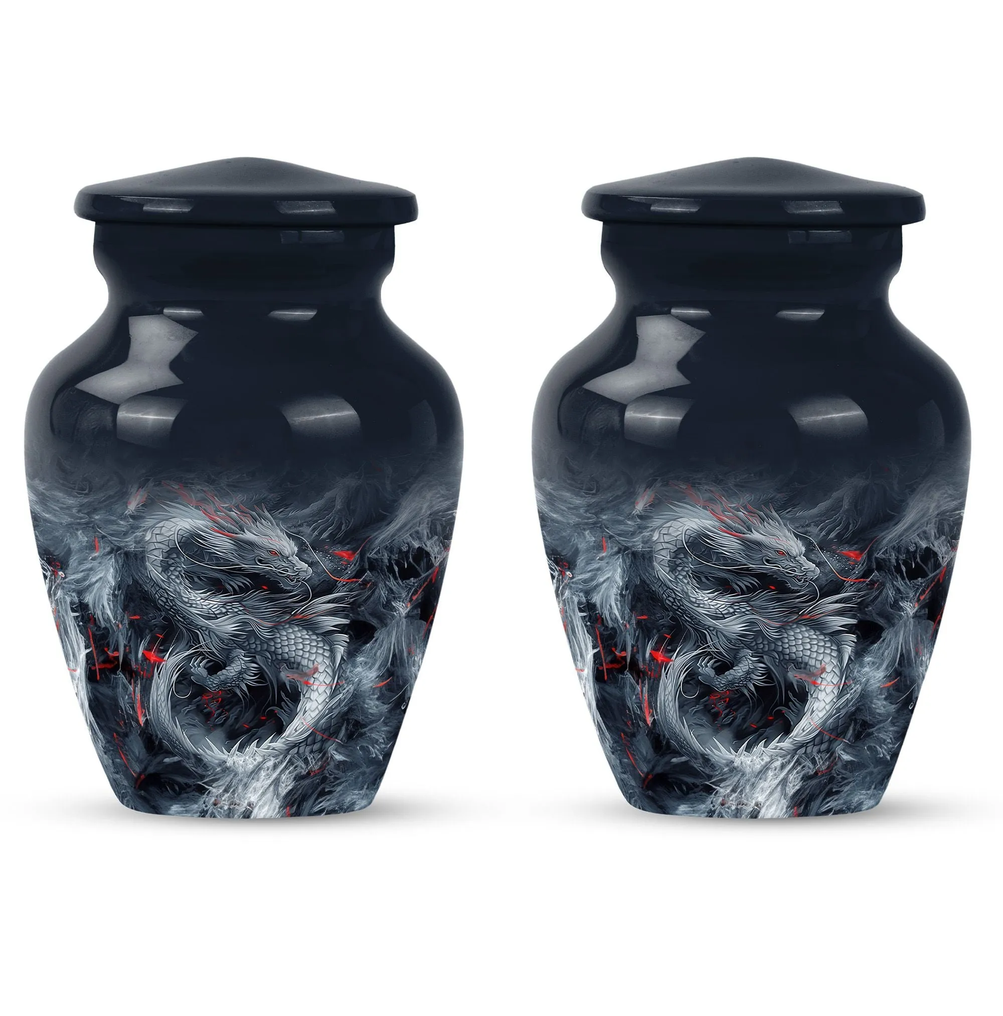 Mystic Dragon Urn: Radiant Aluminium Embodiment for Cremation