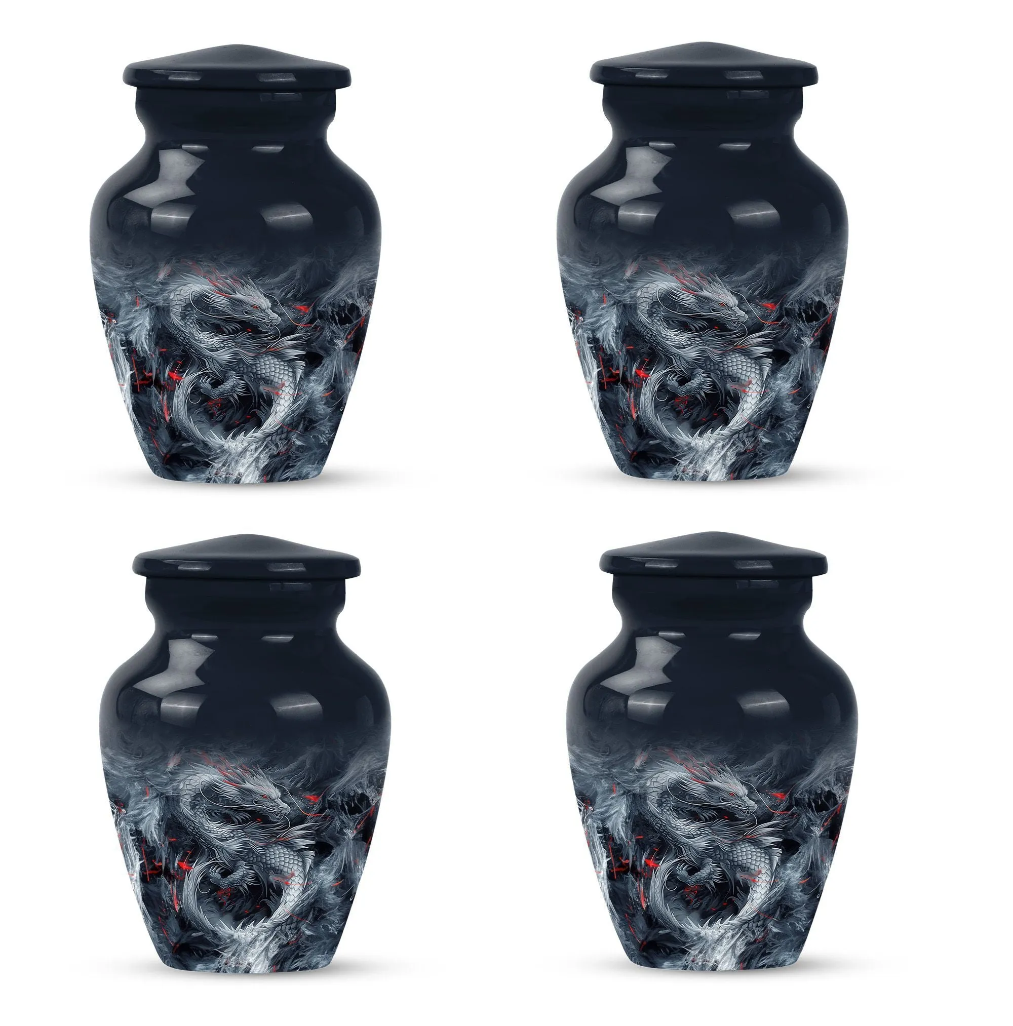Mystic Dragon Urn: Radiant Aluminium Embodiment for Cremation