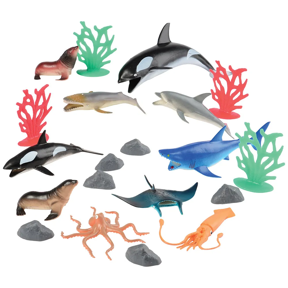 National Geographic 80-Piece Animal Playset with Four Habitats – Farm, Wild, Dinosaur, and Ocean Animals