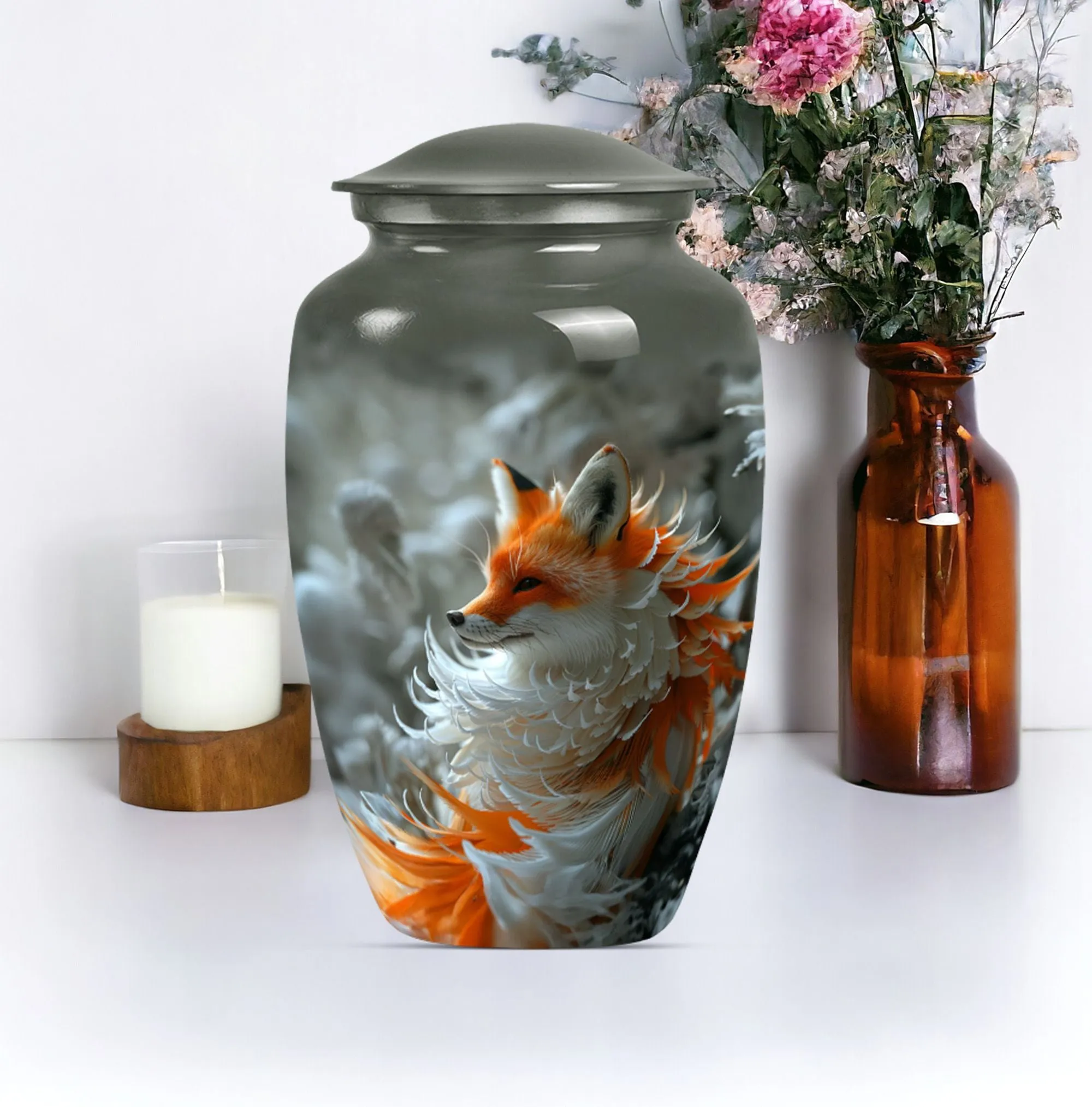 Nightfall Fox Themed Memorial Urn - A Timeless Resting Place