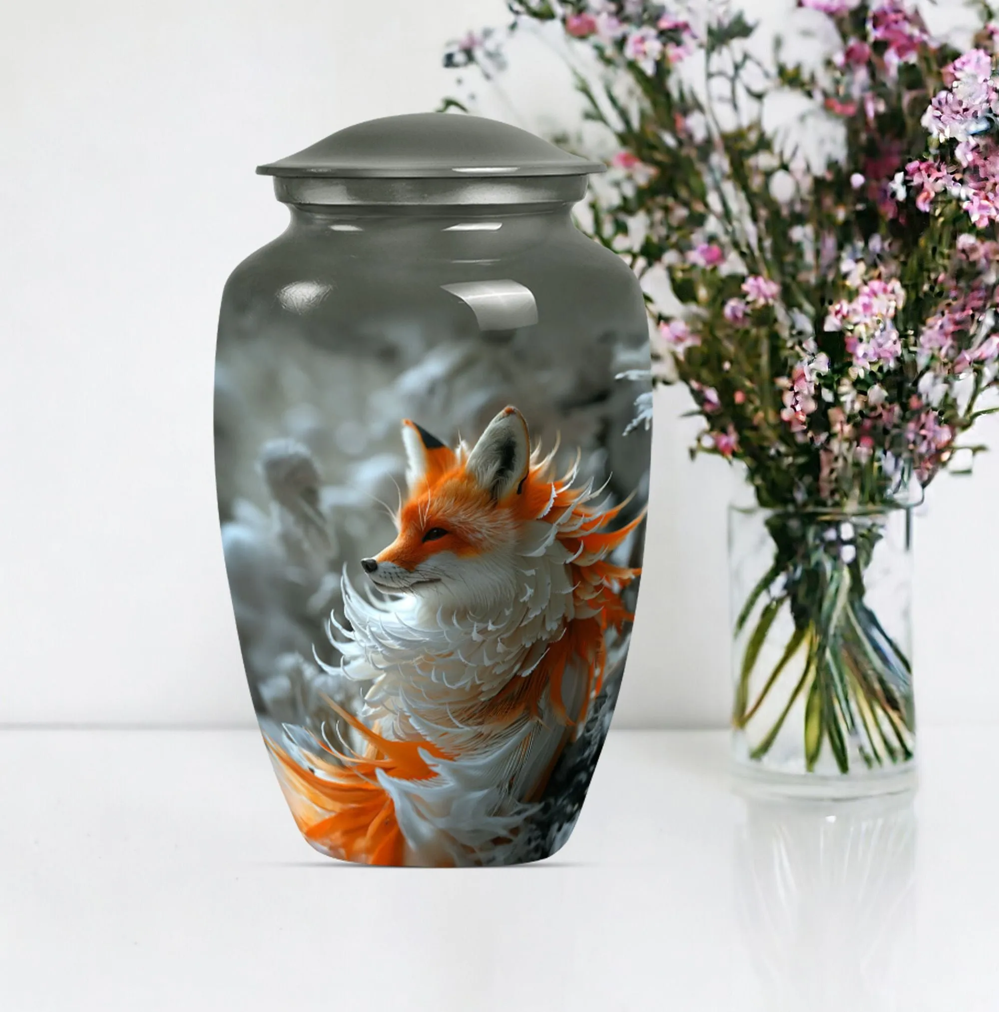 Nightfall Fox Themed Memorial Urn - A Timeless Resting Place