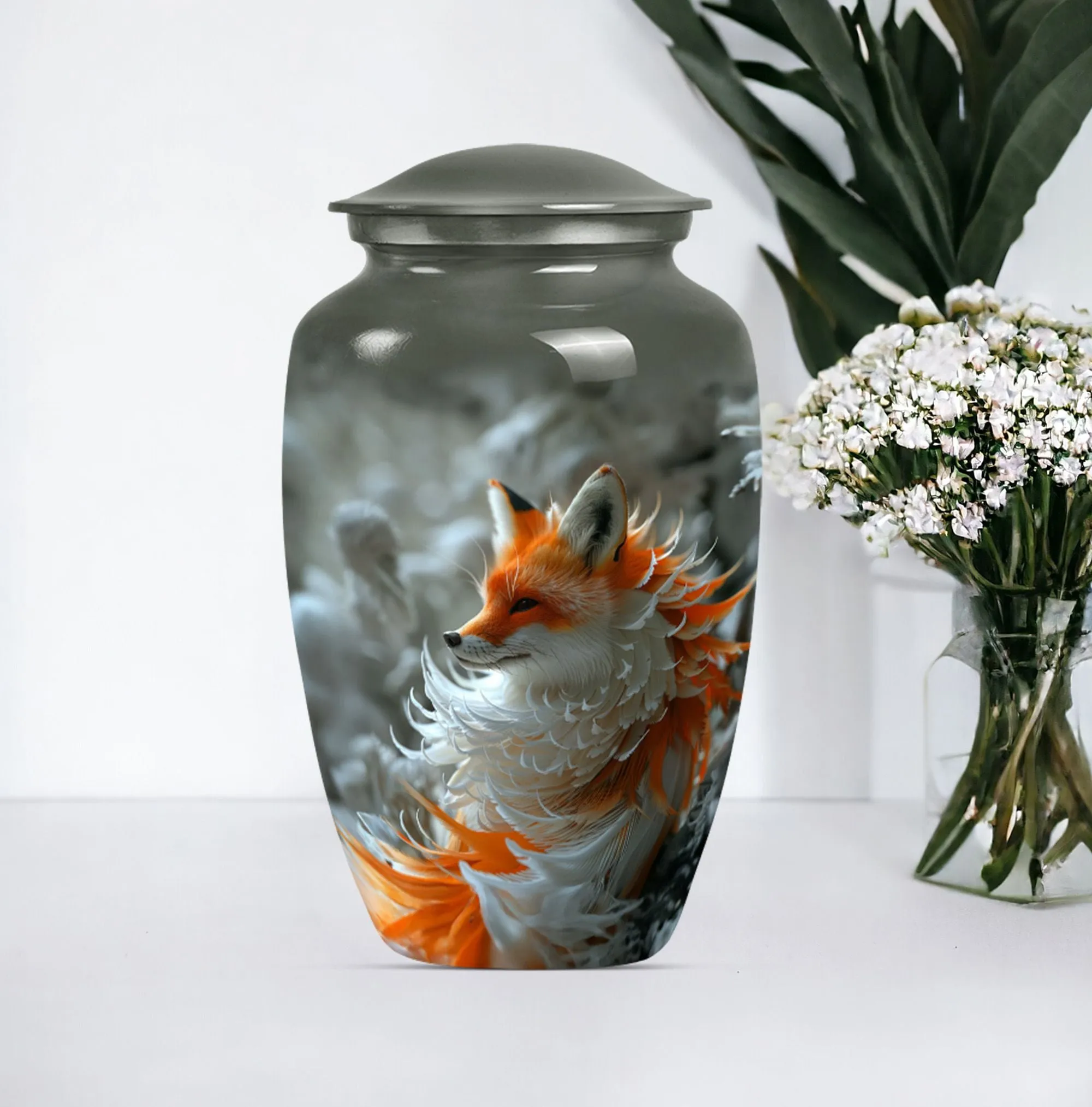 Nightfall Fox Themed Memorial Urn - A Timeless Resting Place