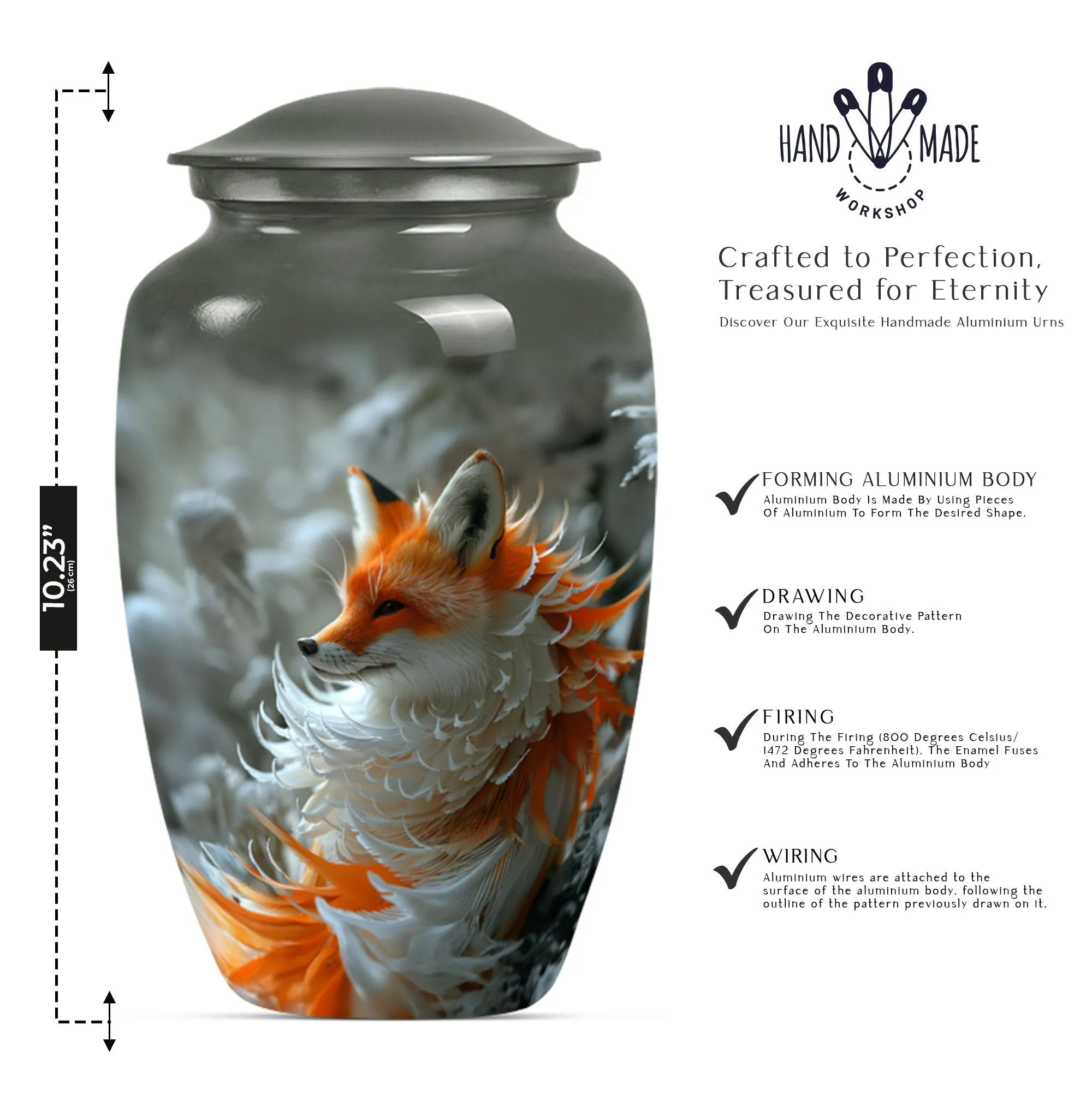 Nightfall Fox Themed Memorial Urn - A Timeless Resting Place