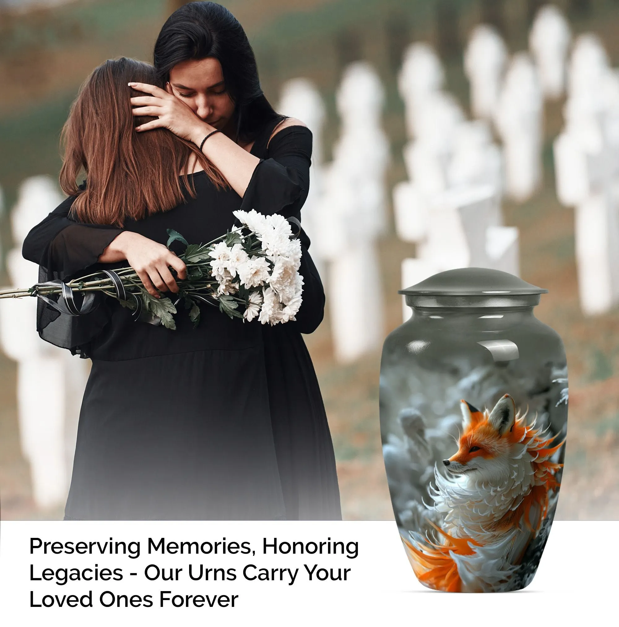 Nightfall Fox Themed Memorial Urn - A Timeless Resting Place