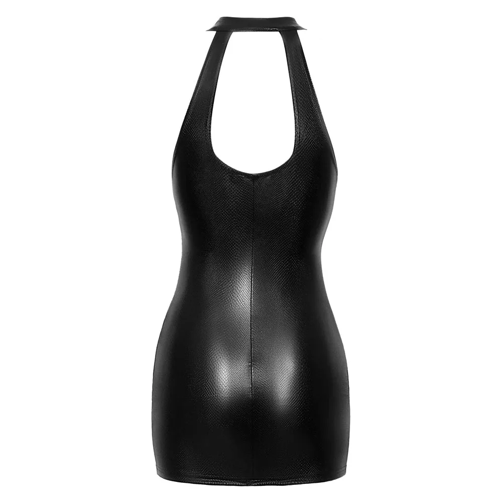 Noir Handmade Snakeskin Wet Look Zip-Up Mini Dress