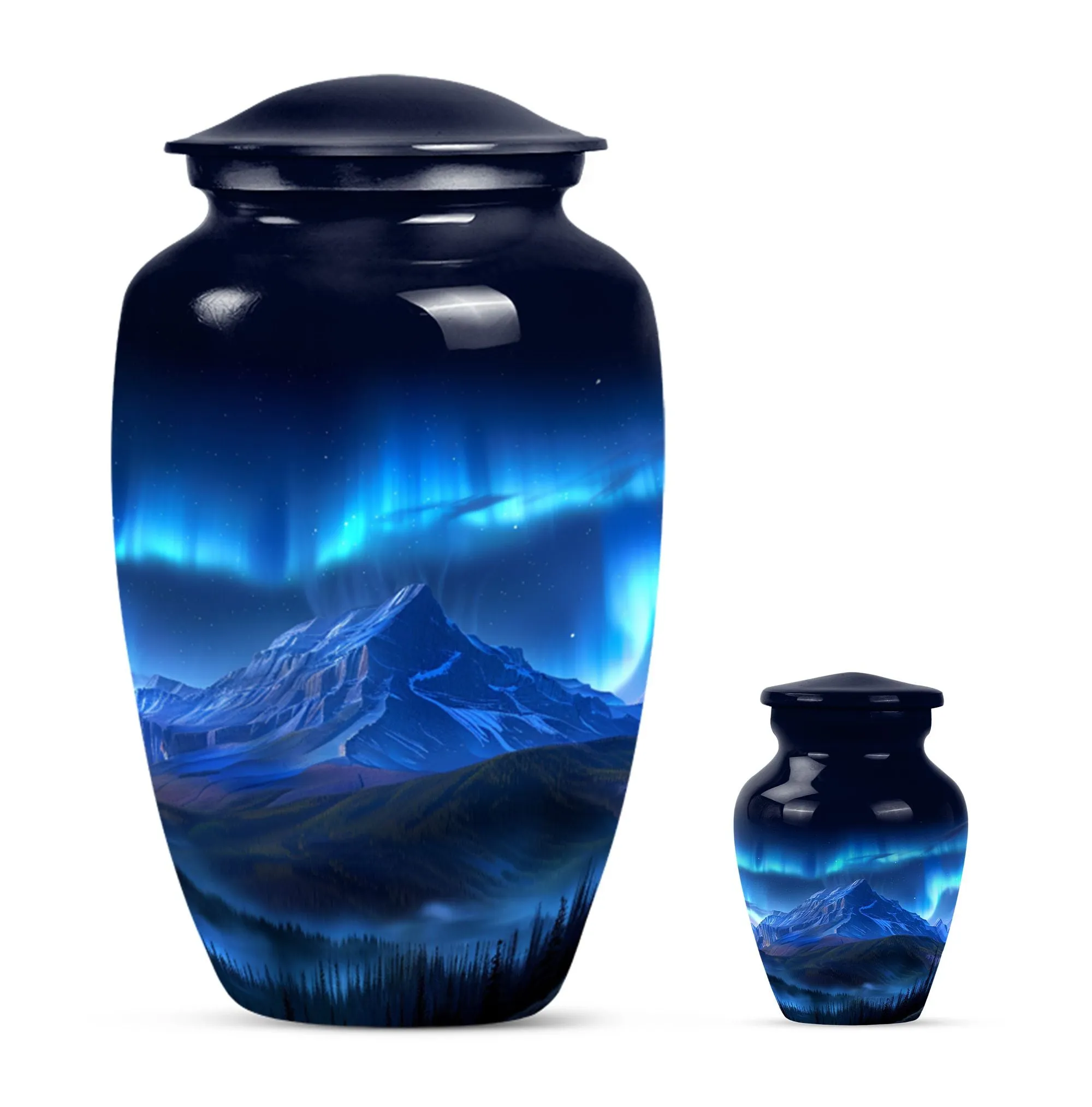 Northern Lights Remembrance Urn, Timeless Custom Burial Vessel
