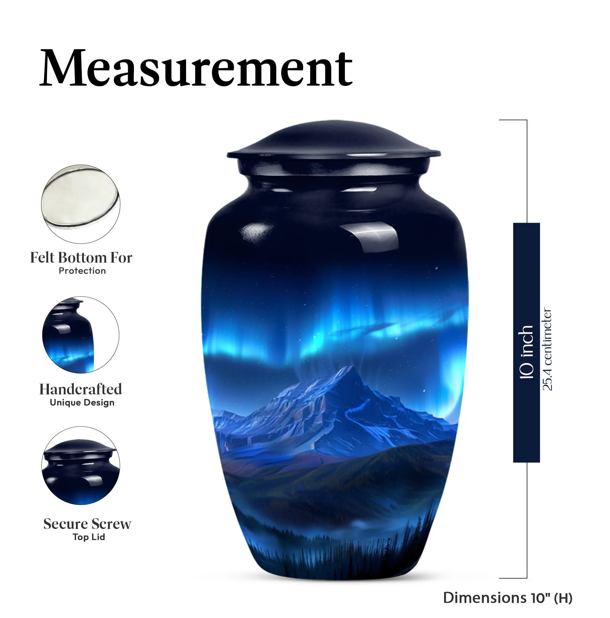Northern Lights Remembrance Urn, Timeless Custom Burial Vessel