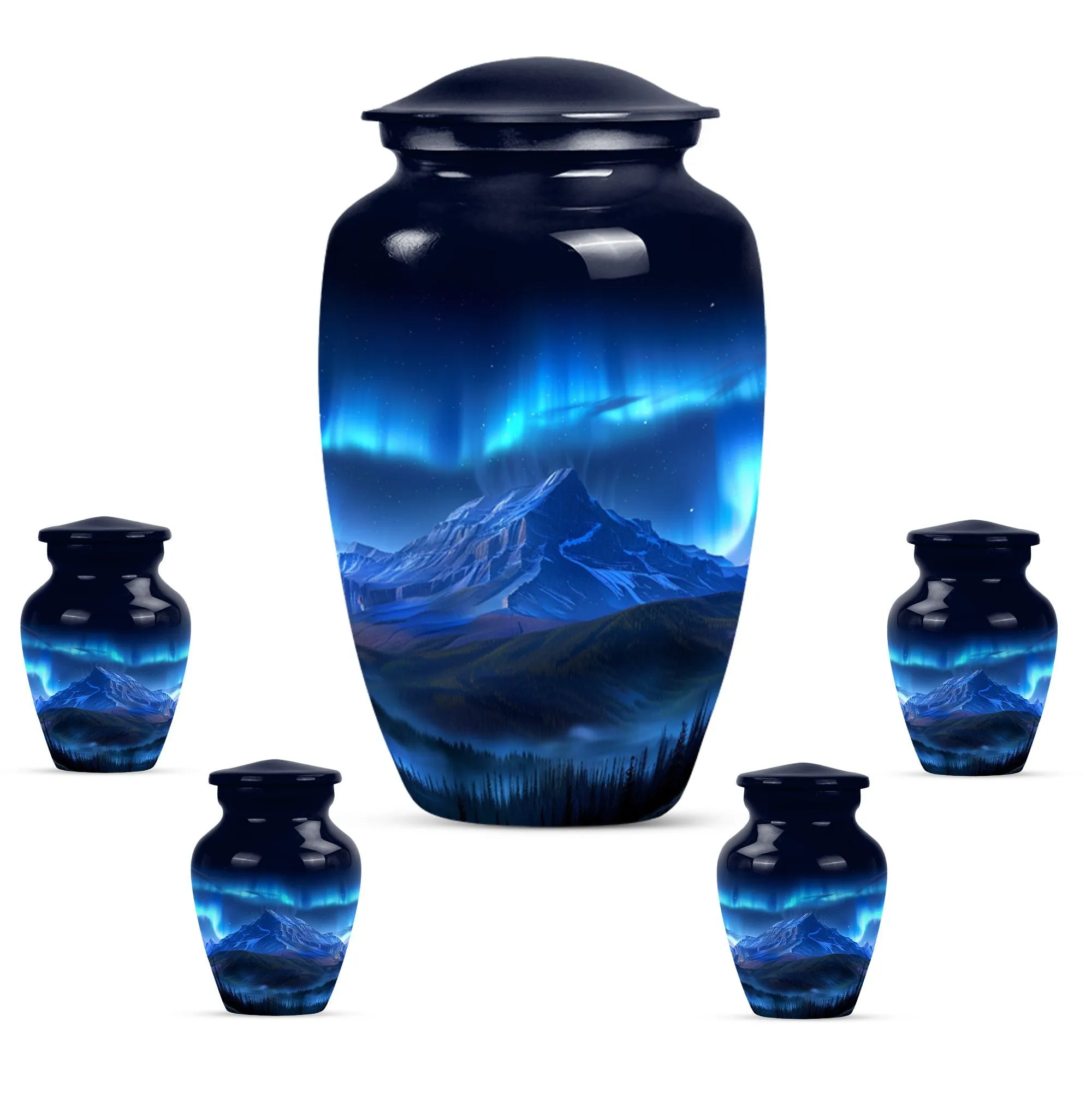 Northern Lights Remembrance Urn, Timeless Custom Burial Vessel