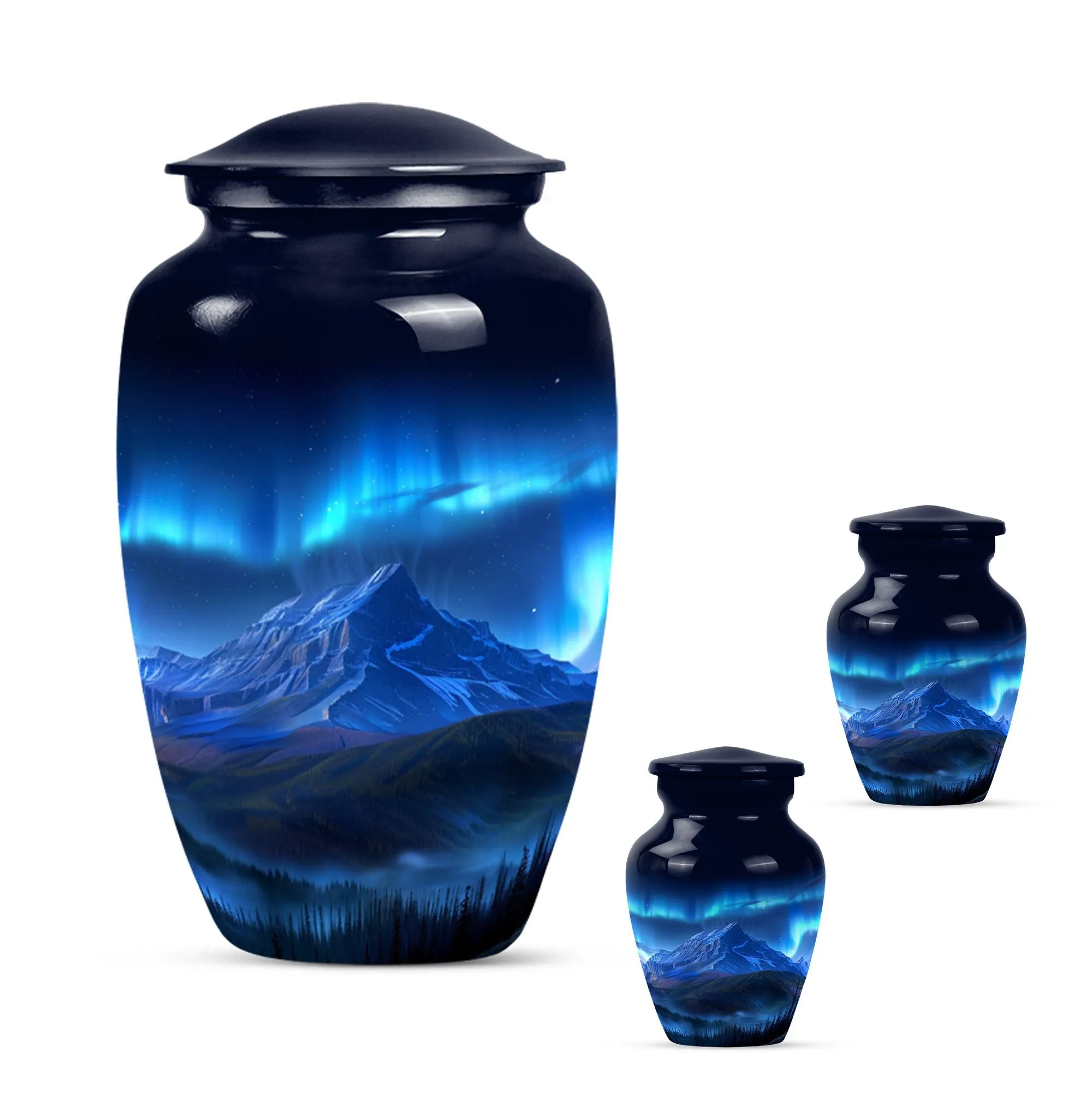 Northern Lights Remembrance Urn, Timeless Custom Burial Vessel