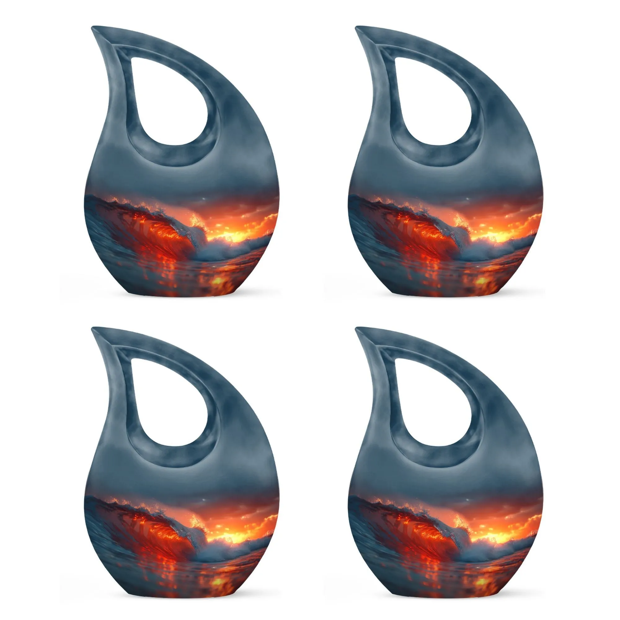Ocean Waves Tribute: Serene Small Cremation Urn for Human Ashes