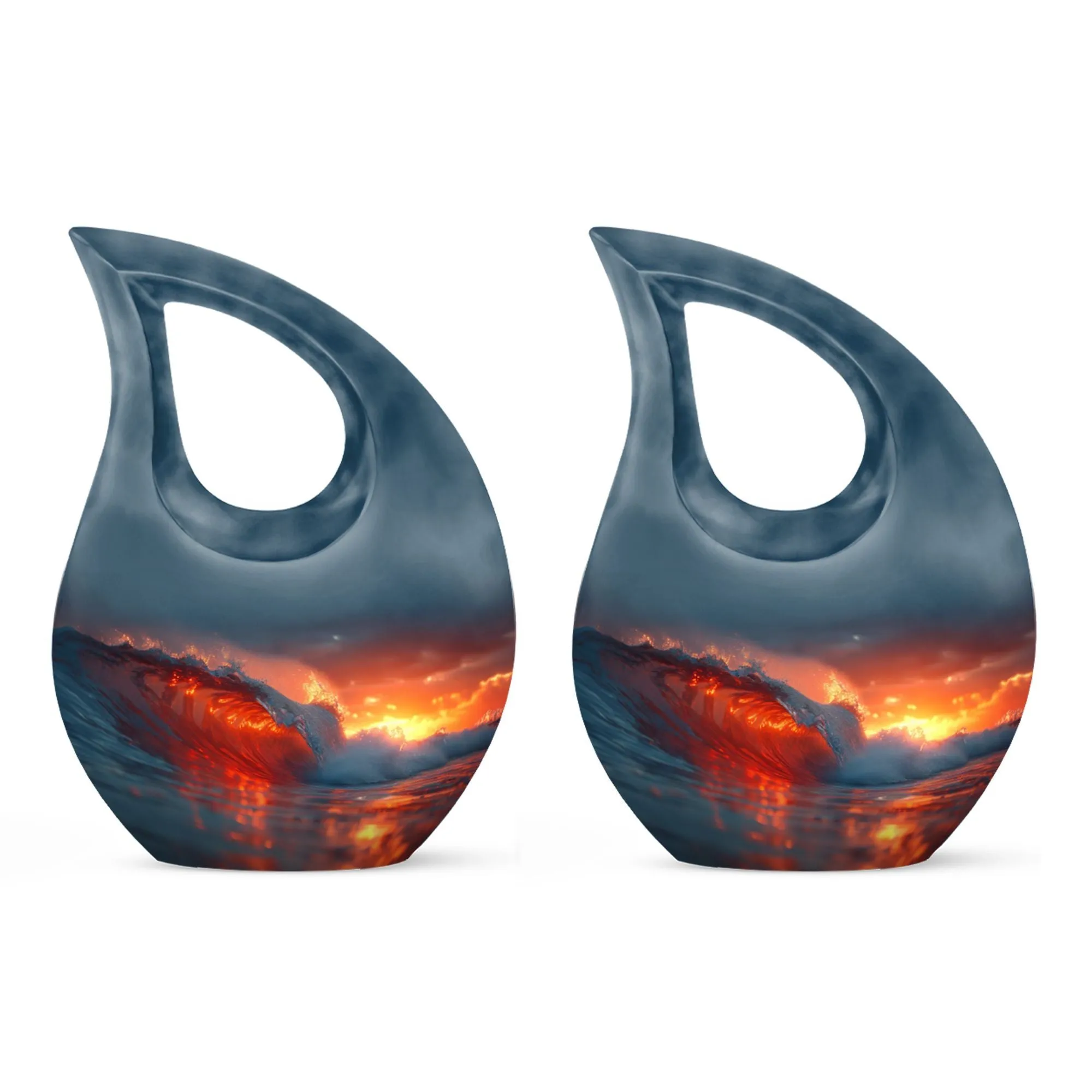 Ocean Waves Tribute: Serene Small Cremation Urn for Human Ashes