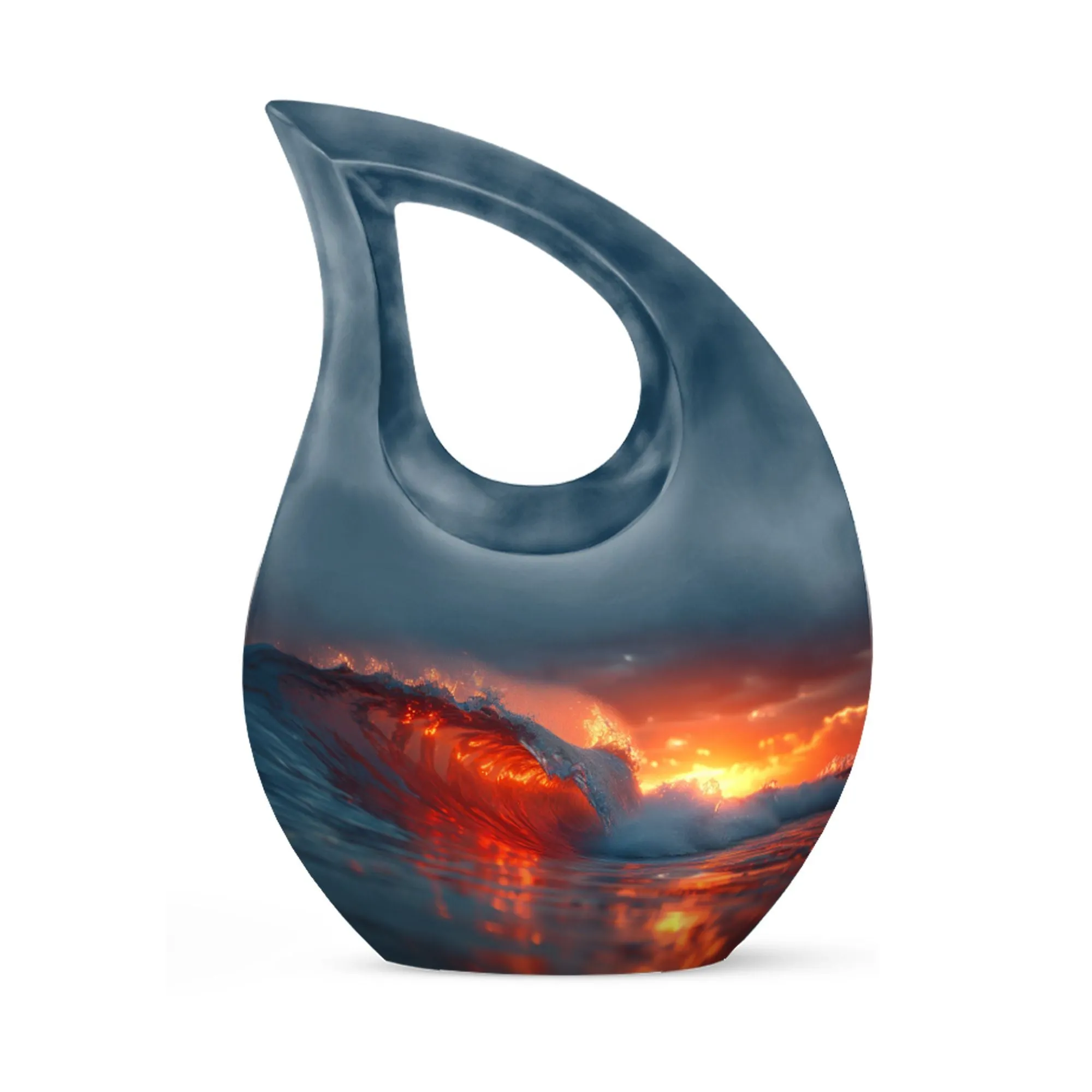 Ocean Waves Tribute: Serene Small Cremation Urn for Human Ashes