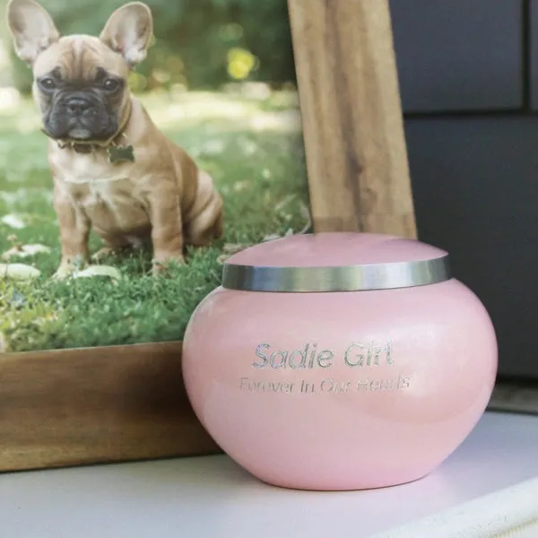 Odyssey Pink Cremation Urn | Small Size For Dog or Cat | Holds up to a 25# Pet