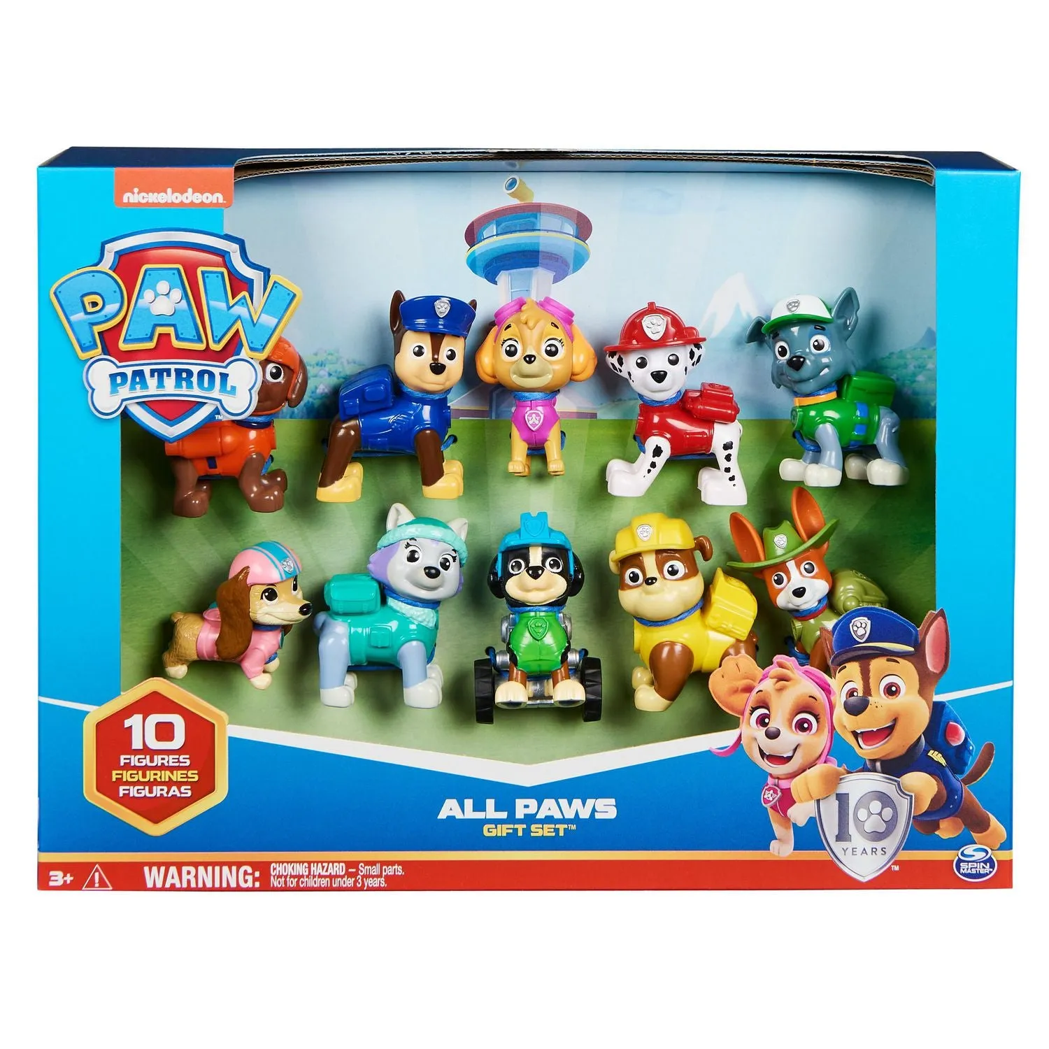 PAW Patrol 6065255 10th Anniversary, All Paws On Deck Toy Figures Gift Pack with 10 Collectible Action Figures