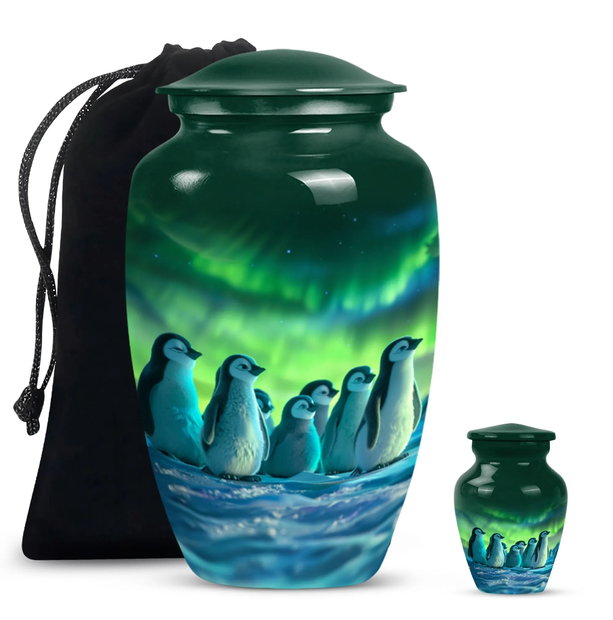Penguin Engraved Cremation Urn - Container For Cremated Human Ashes