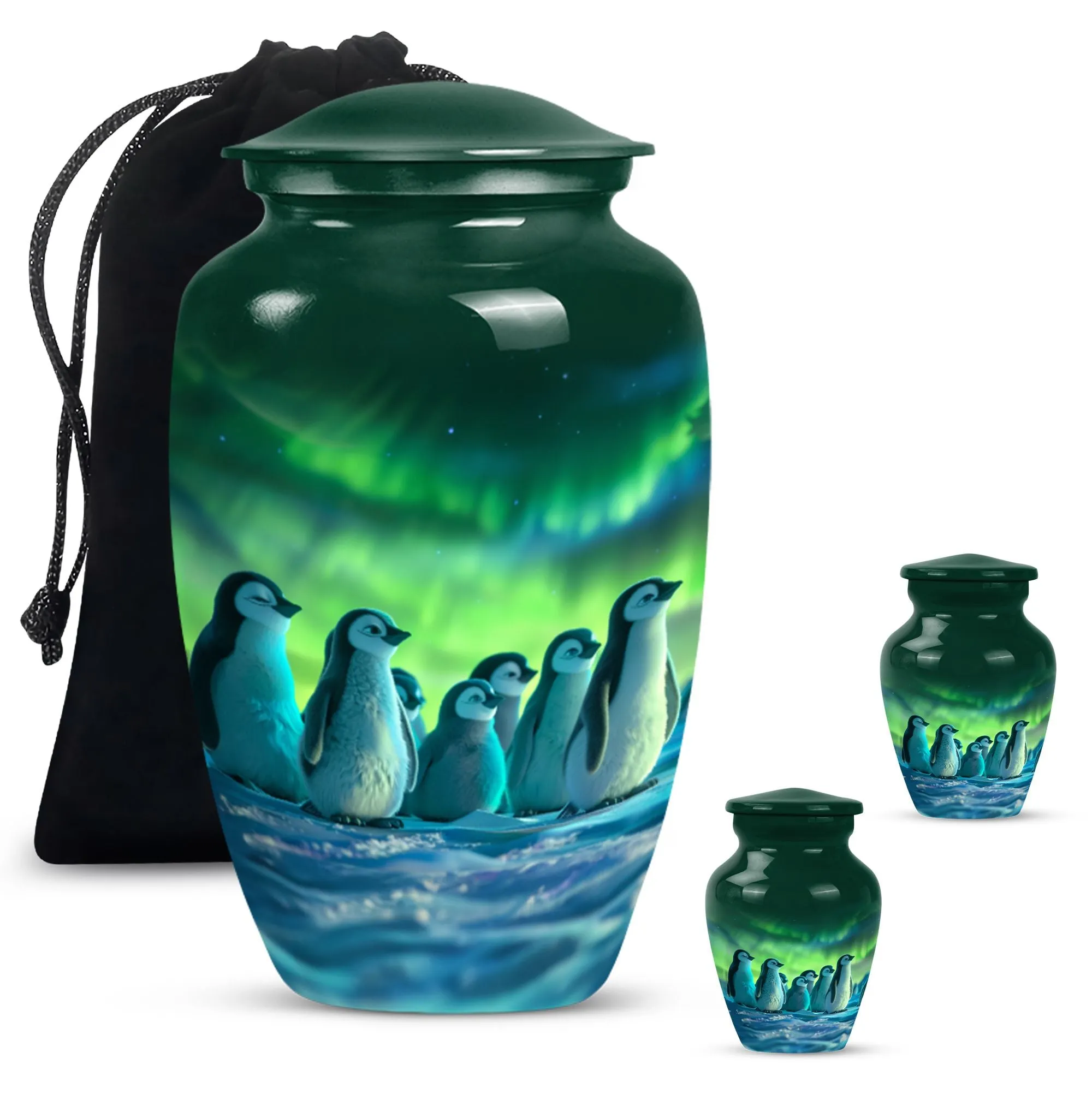 Penguin Engraved Cremation Urn - Container For Cremated Human Ashes