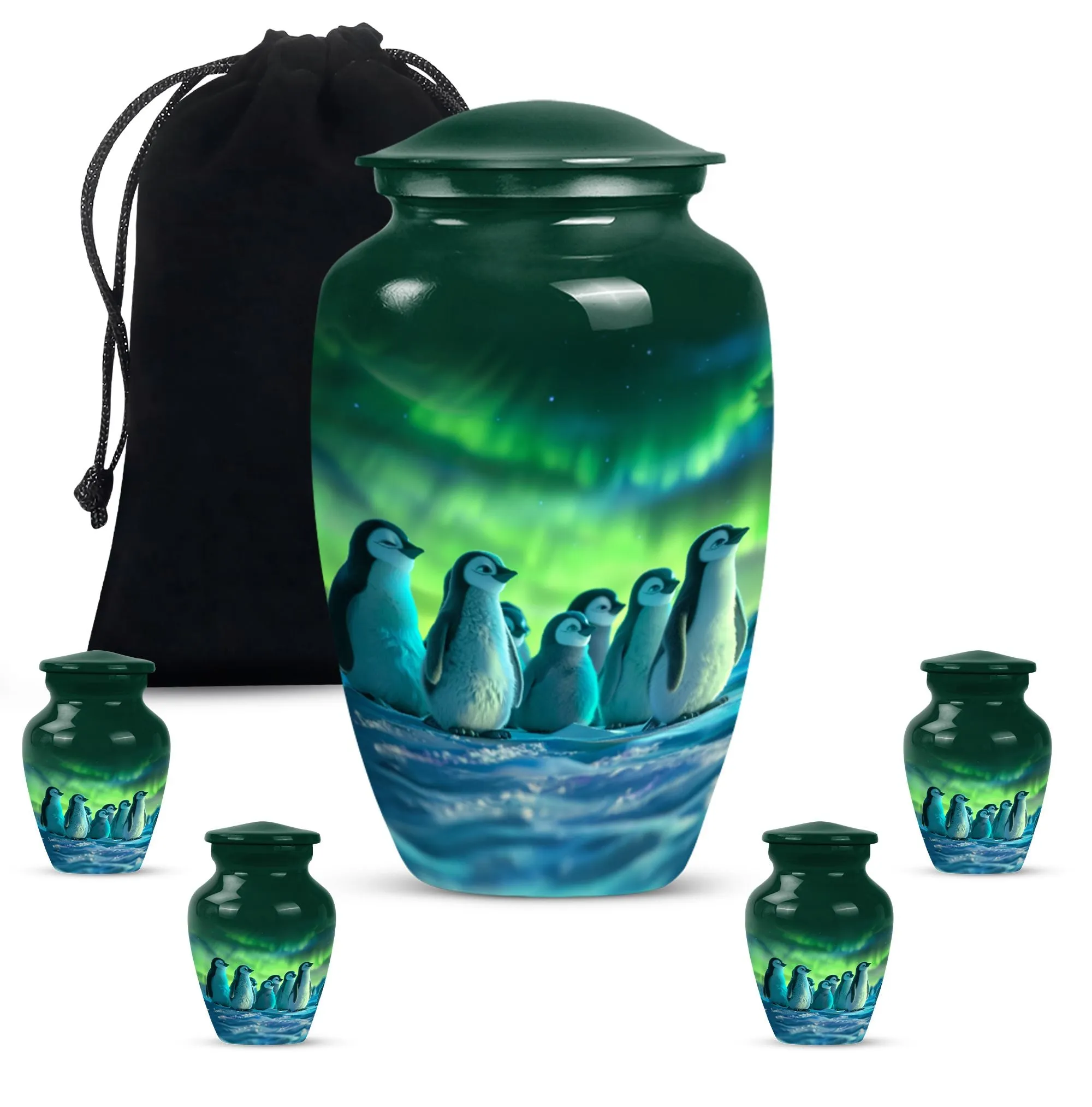 Penguin Engraved Cremation Urn - Container For Cremated Human Ashes