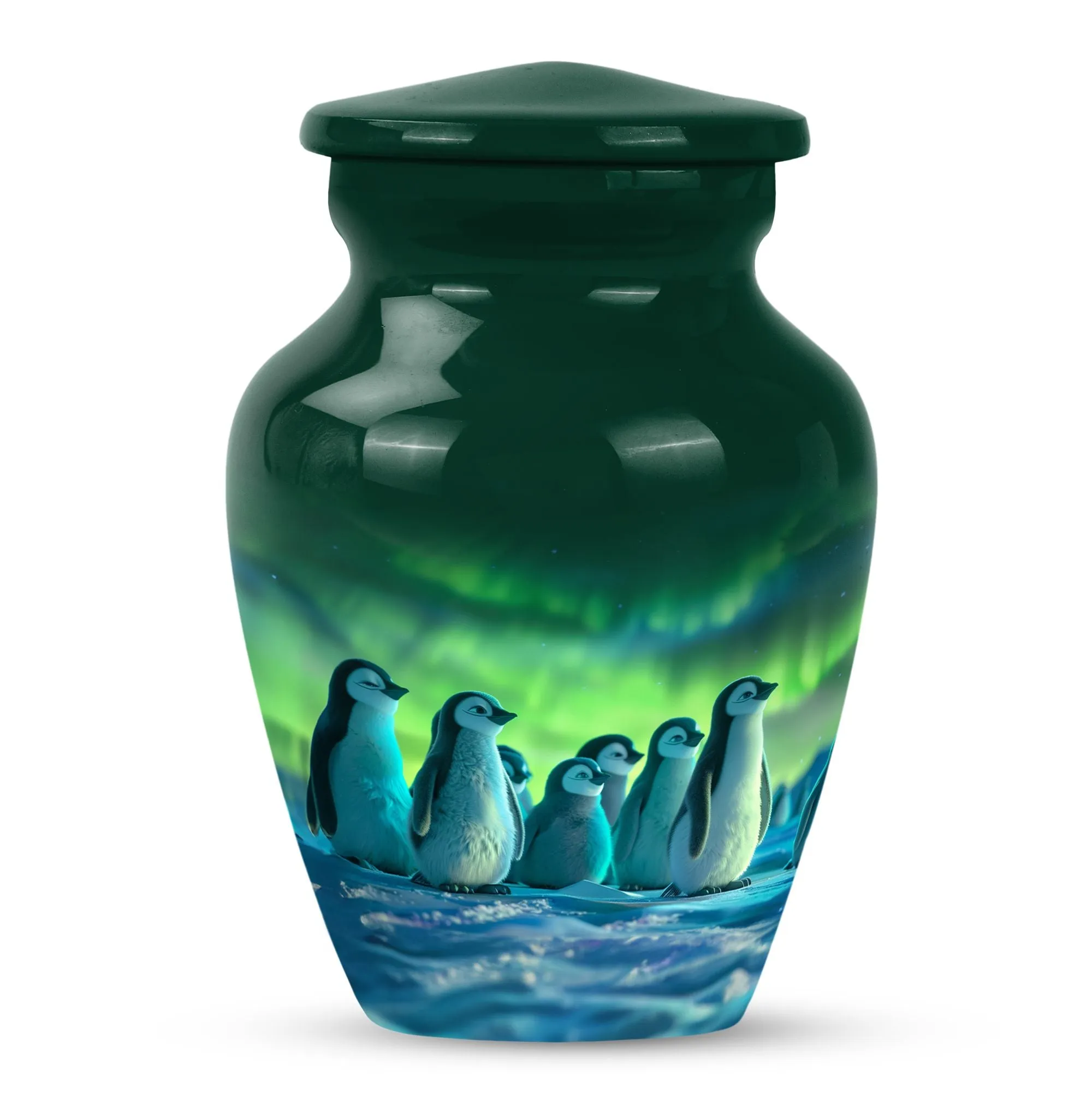 Penguin Engraved Cremation Urn - Container For Cremated Human Ashes